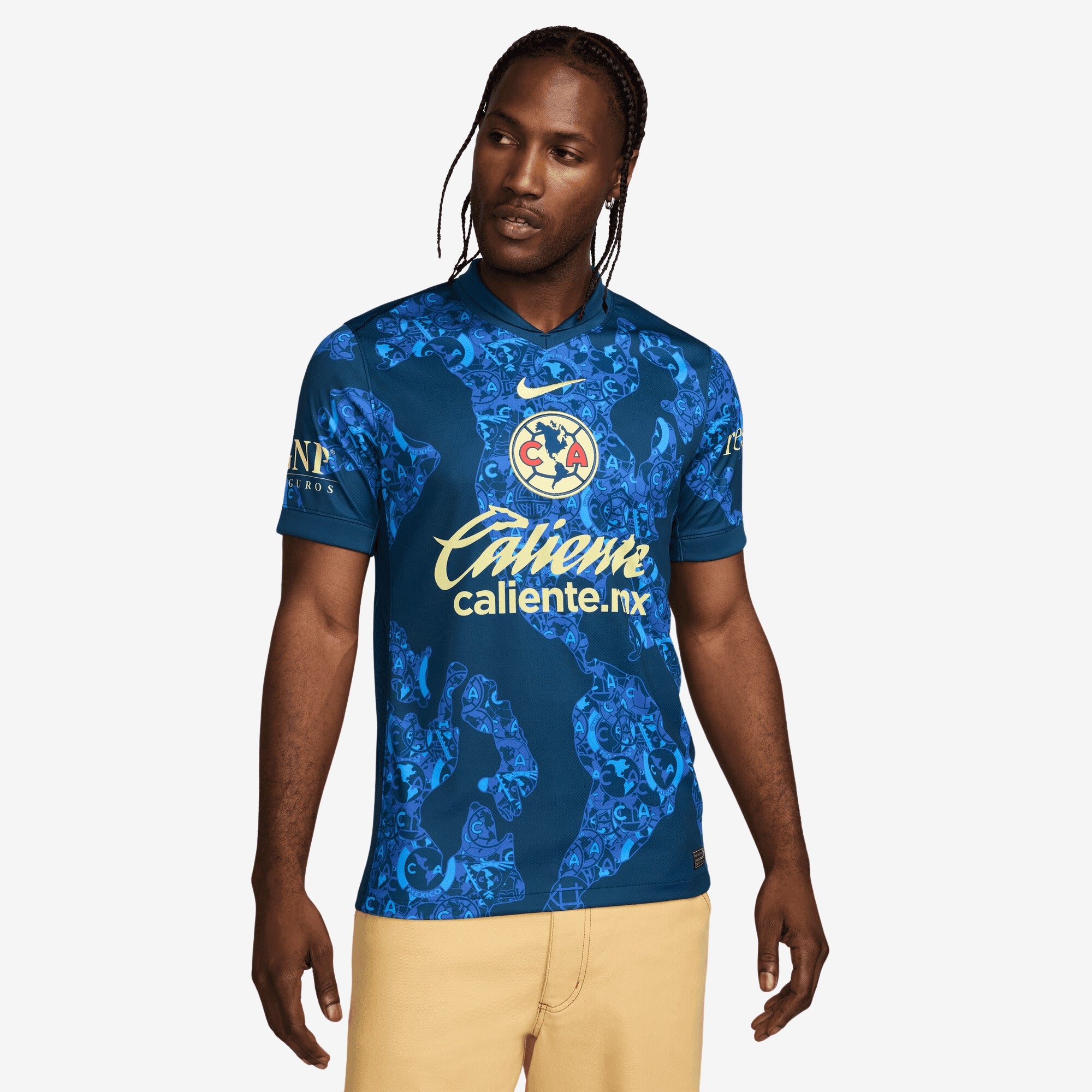 Nike Club América 2024/25 Stadium Away Men's Dri-FIT Soccer Replica Jersey - Valerian Blue/Lemon Chiffon