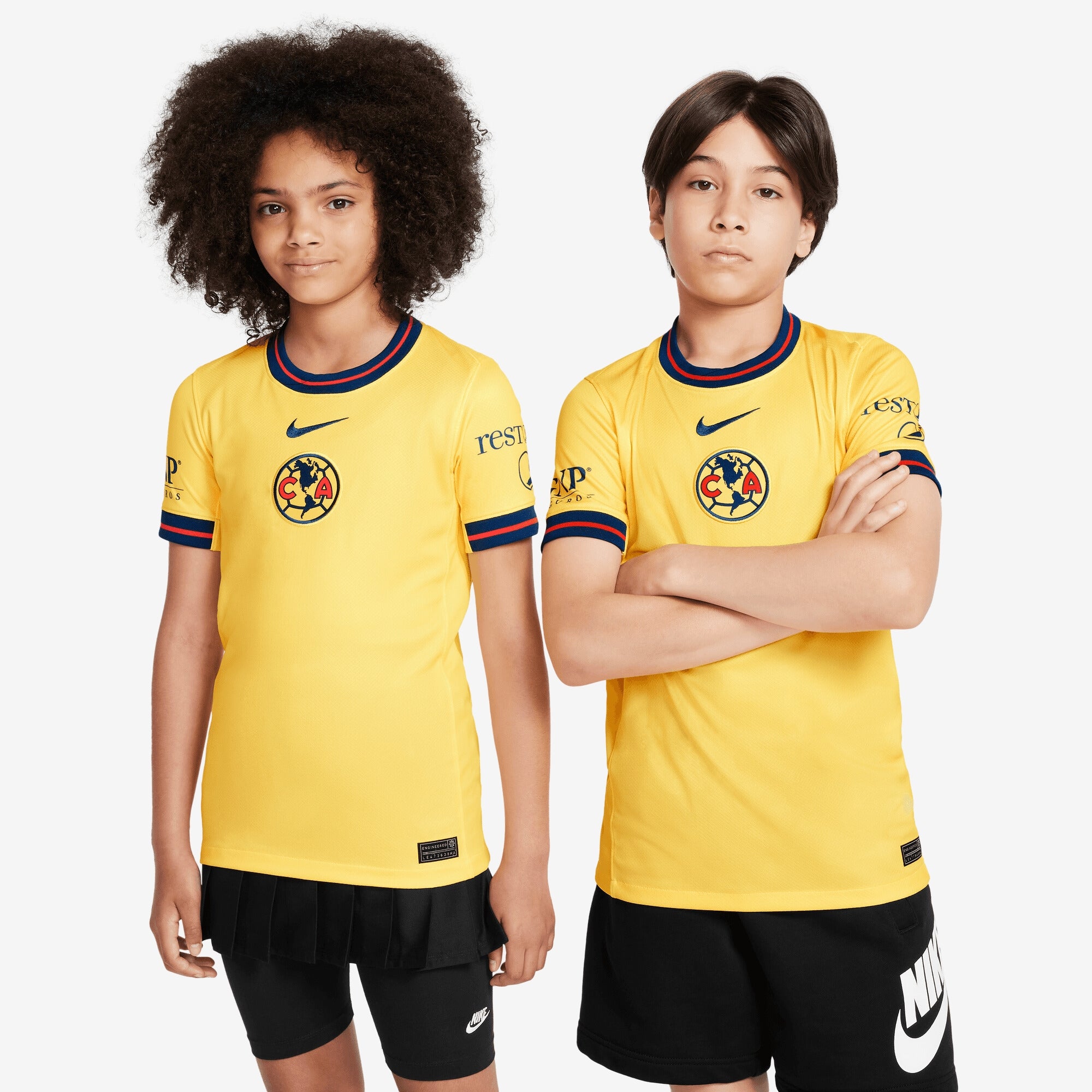 Nike Club América 2024/25 Stadium Home Big Kids' Dri-FIT Soccer Replica Jersey - Tour Yellow/Valerian Blue