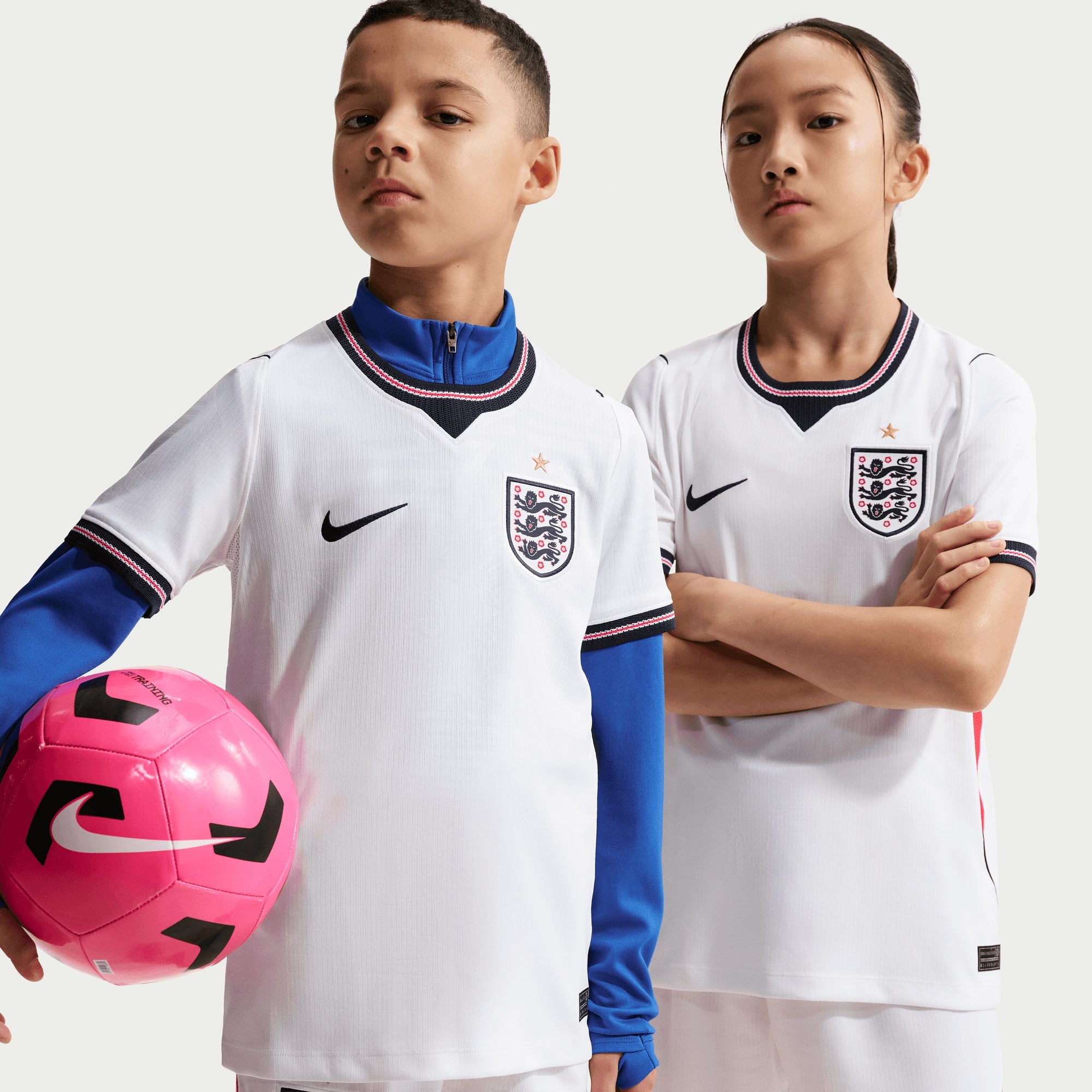 Nike England 2026 Stadium Home Big Kids' Dri-FIT Soccer Replica Jersey - White/Speed Red/Obsidian/Obsidian