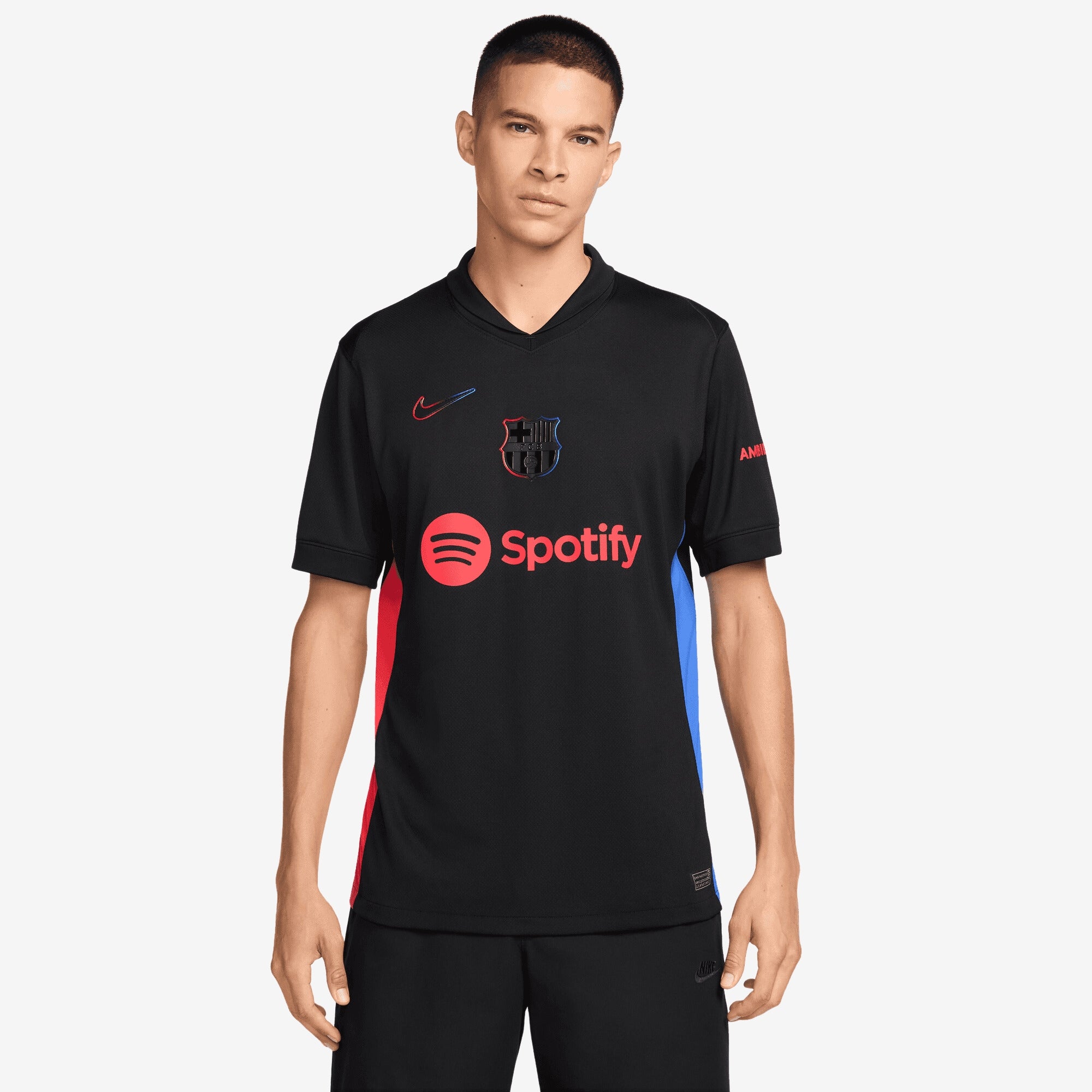 Nike FC Barcelona 2024/25 Stadium Away Men's Dri-FIT Soccer Replica Jersey - Black/University Red/Hyper Royal/Black