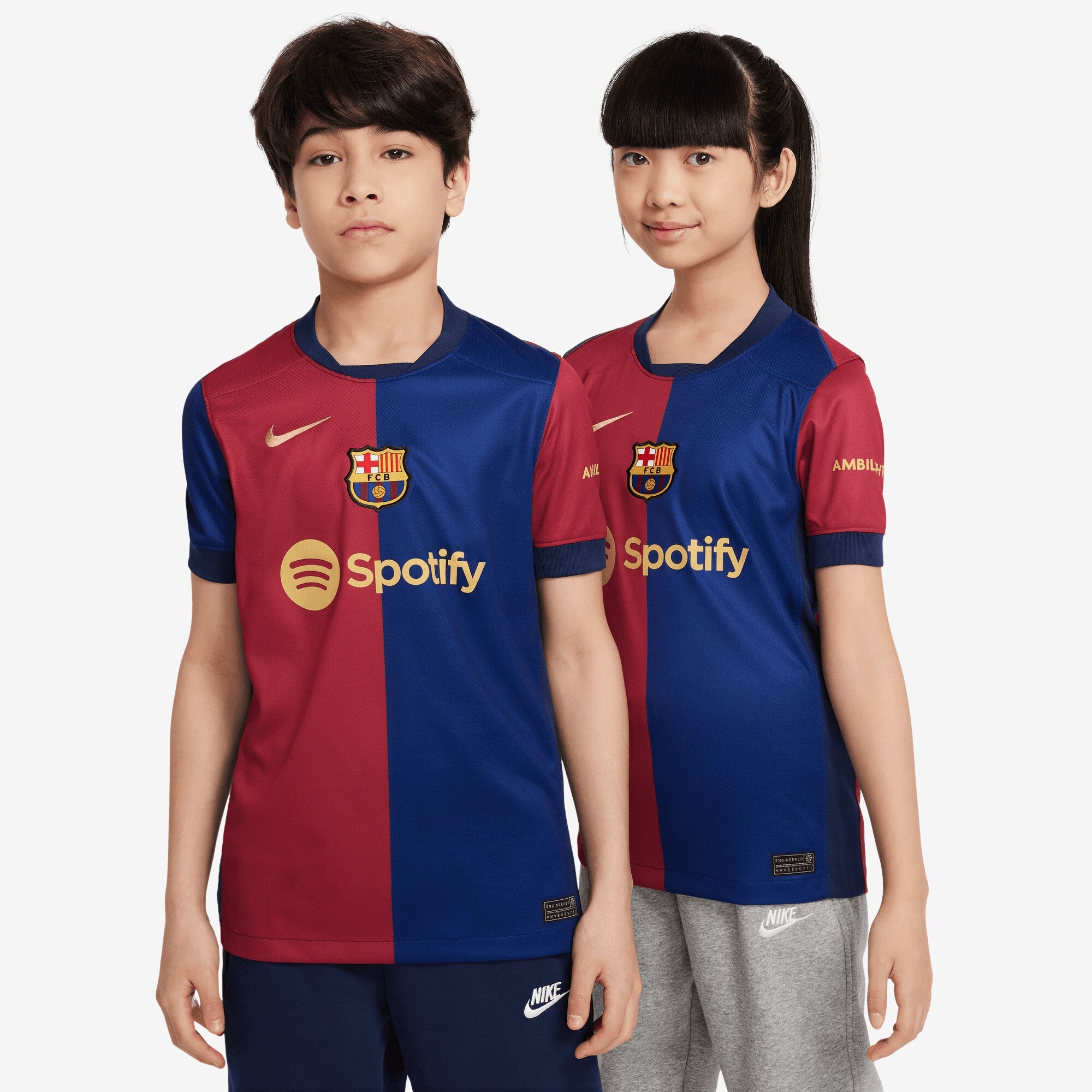 Nike FC Barcelona 2024/25 Stadium Home Big Kids' Dri-FIT Soccer Replica Jersey - Deep Royal Blue/Noble Red/Club Gold