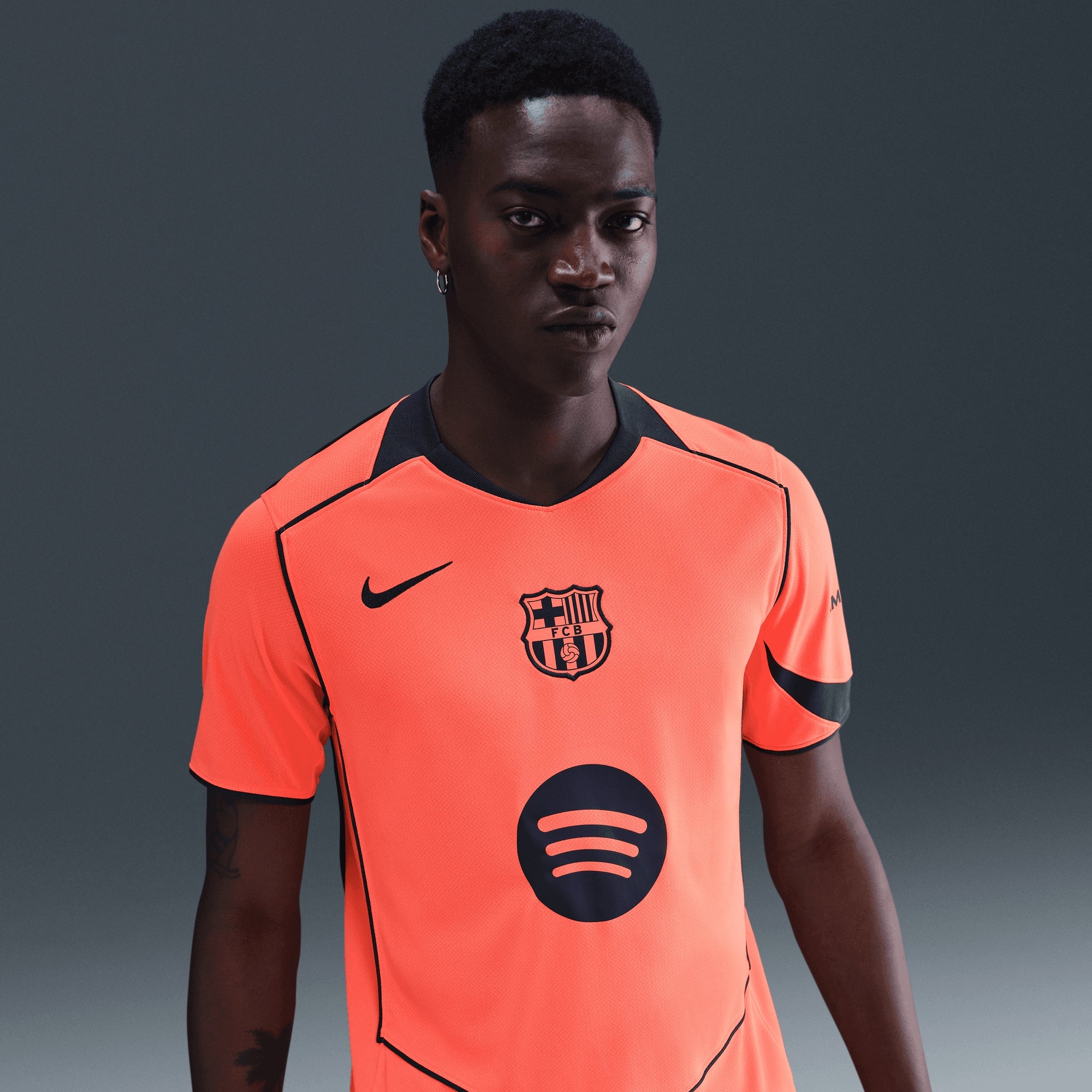 Nike FC Barcelona 2025/26 Stadium Third Men's Dri-FIT Soccer Replica Jersey - Bright Mango/Midnight Navy/Midnight Navy