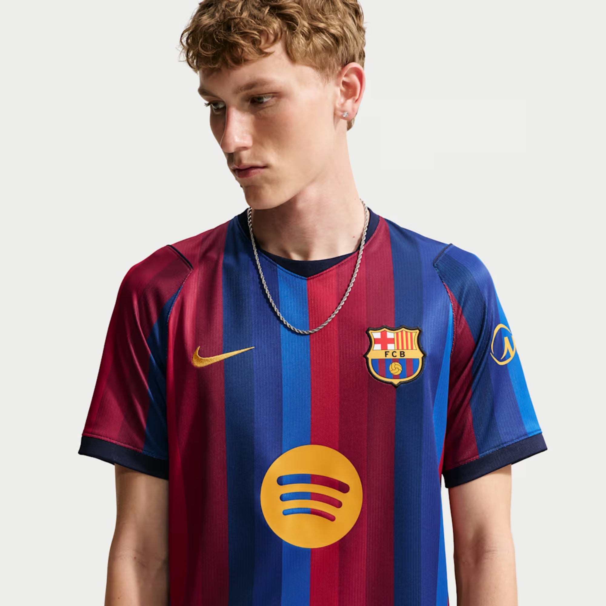 Nike FC Barcelona 2026/27 Stadium Home Men's Dri-FIT Soccer Replica Jersey - Deep Garnet/Blue Void/Mineral Yellow