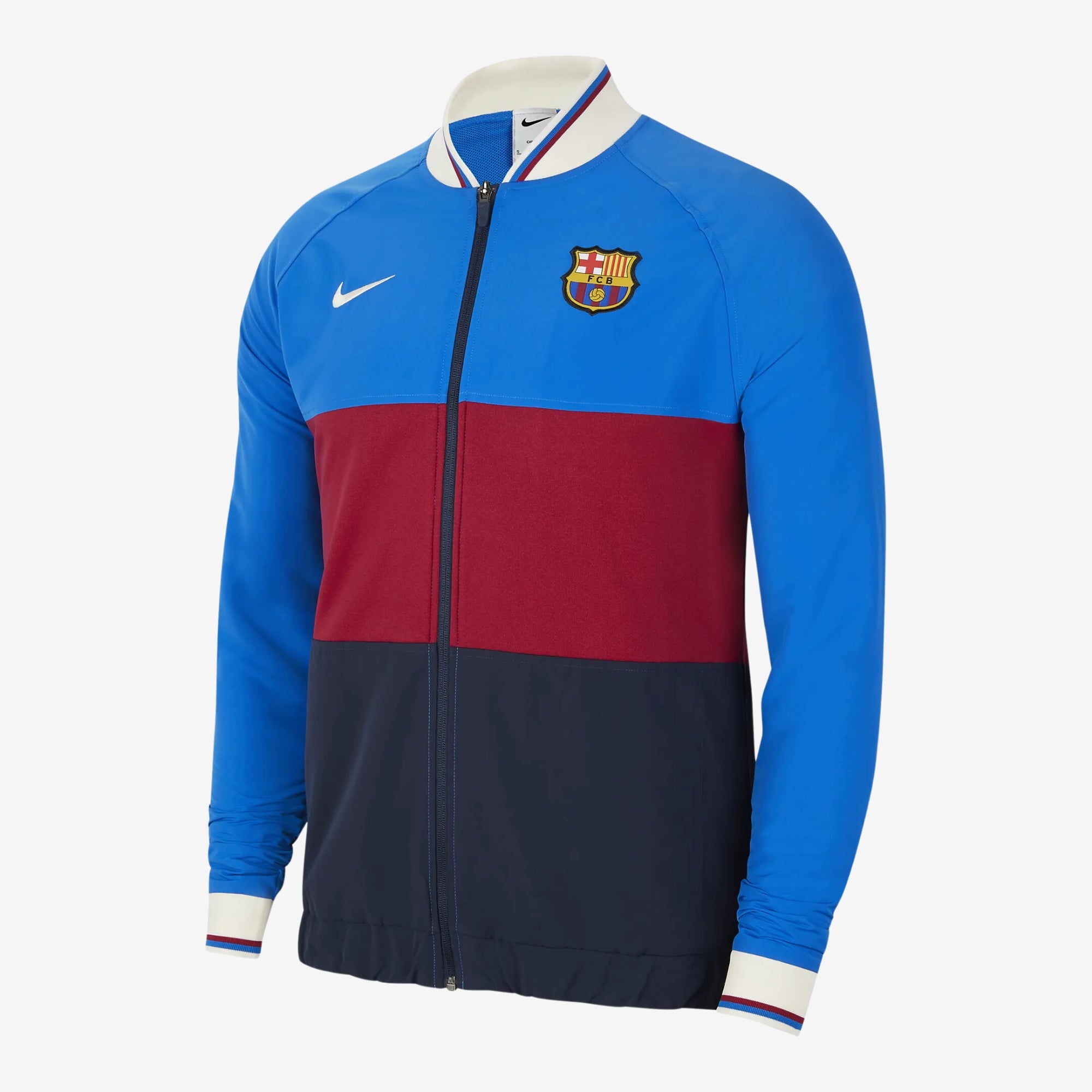 Nike FC Barcelona Men's Full-Zip Soccer Track Jacket - Soar/Obsidian/Noble Red/Pale Ivory