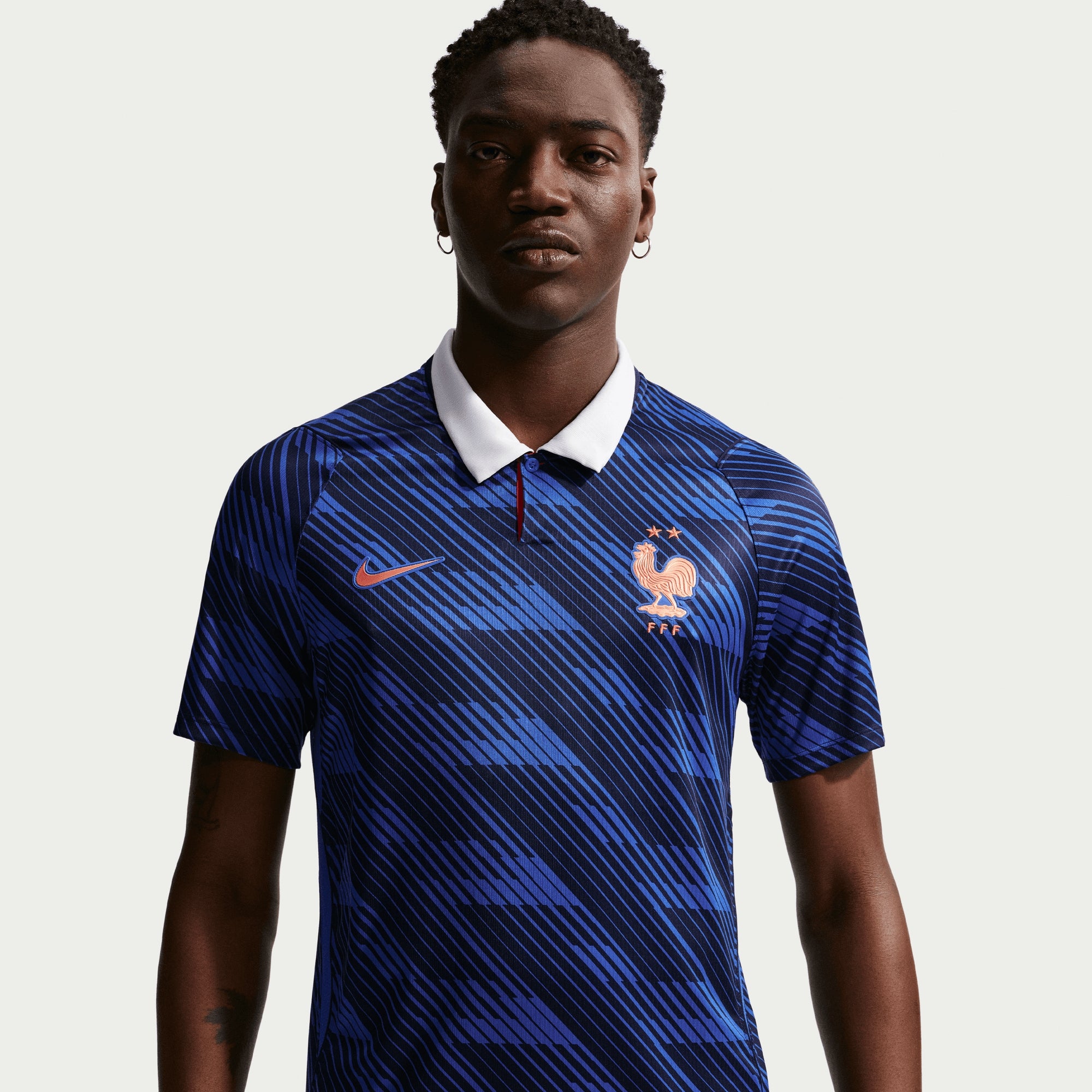 Nike France 2026 Stadium Home Men's Dri-FIT Soccer Replica Jersey - Game Royal/Metallic Copper