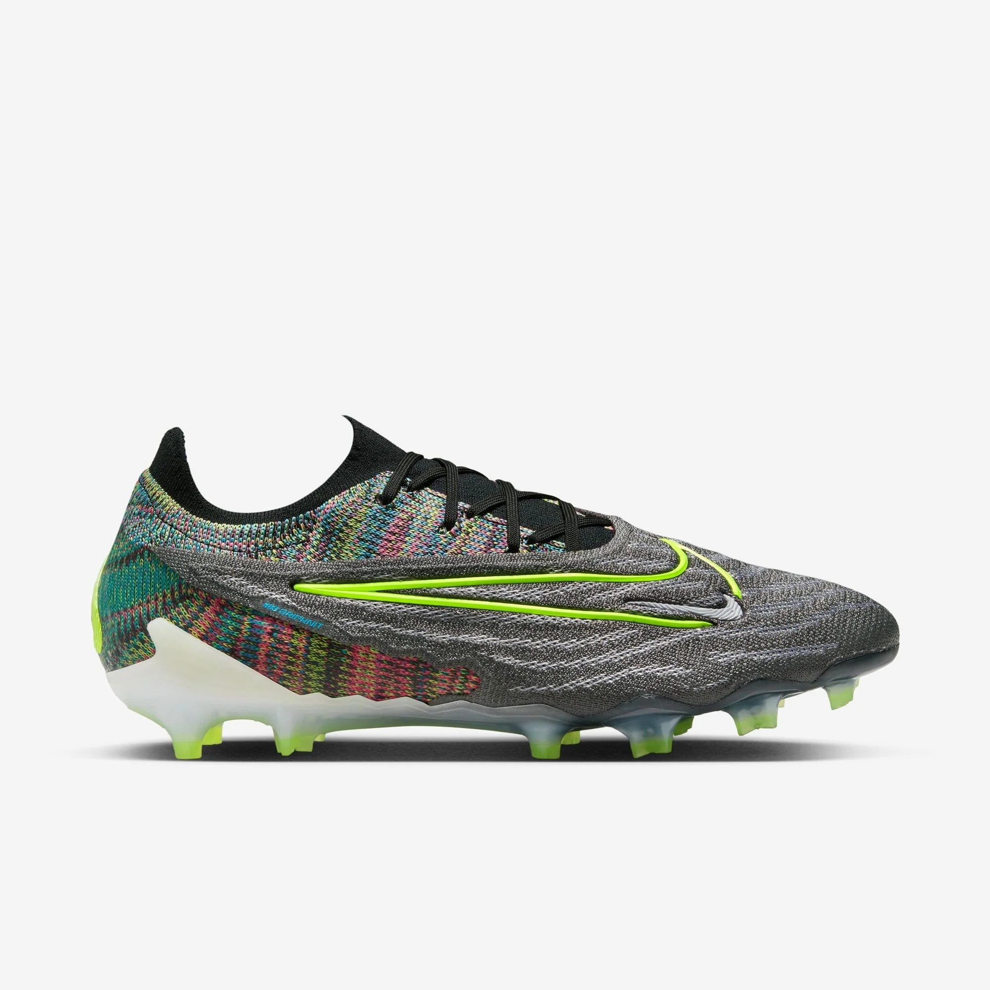 Nike Gripknit Phantom GX Elite Fusion FG Low-Top Soccer Cleats - Black/White/Blue Glow/Volt