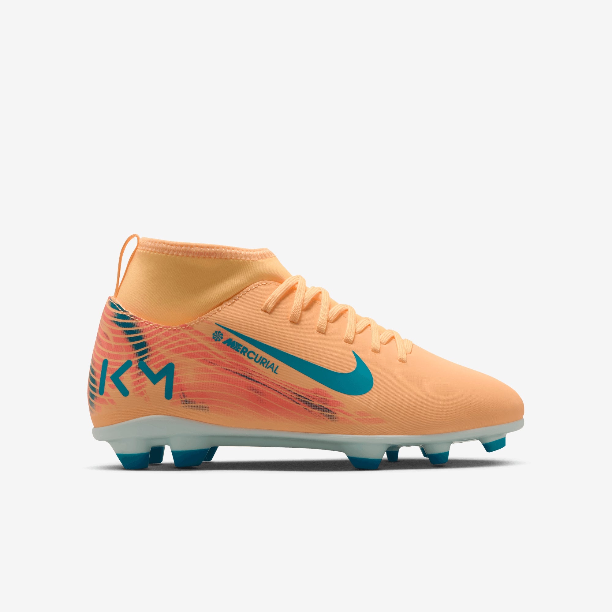 Nike Jr. Mercurial Superfly 10 Club Kylian Mbappé Little/Big Kids' Multi-Ground High-Top Soccer Cleats - Melon Tint/Neo Turq-Igloo