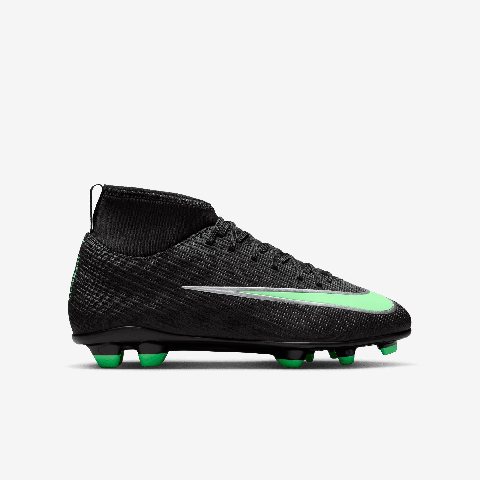 Nike Jr. Mercurial Superfly 11 Club Big Kids' Multi-Ground High-Top Soccer Cleats - Black/Illusion Green-Black