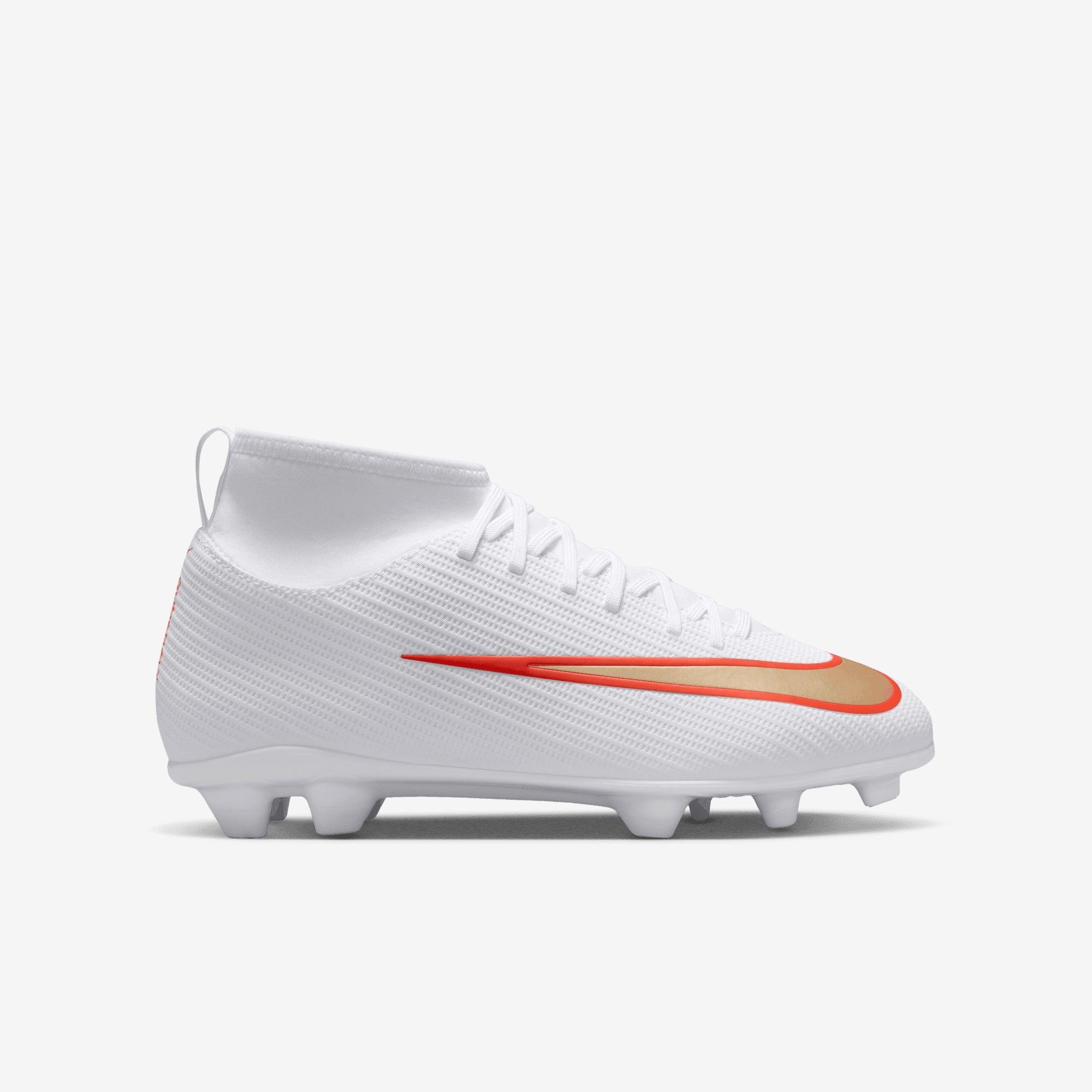 Nike Jr. Mercurial Superfly 11 Club Big Kids' Multi-Ground High-Top Soccer Cleats - White/Blur-Bright Crimson