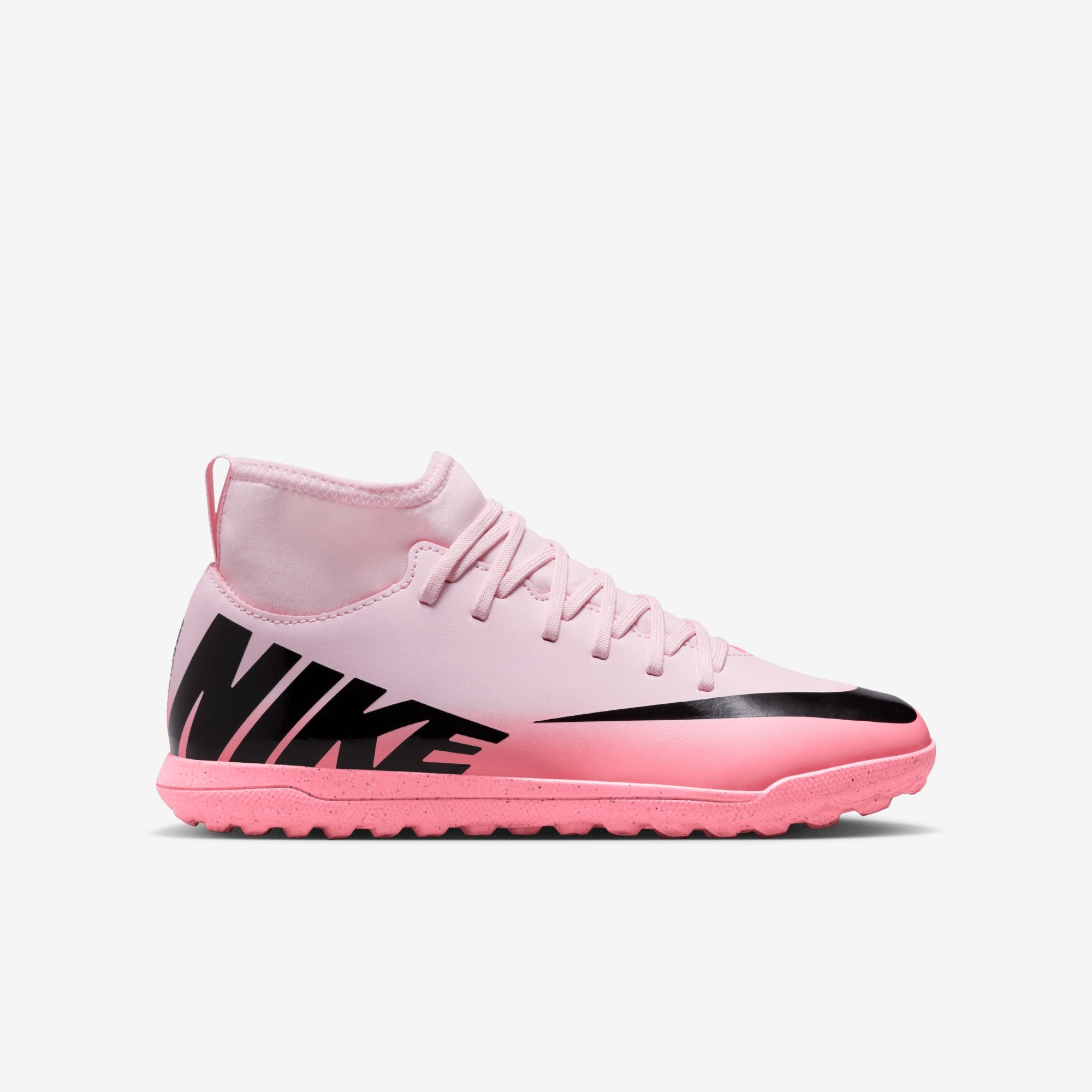 Nike Jr. Mercurial Superfly 9 Club Little/Big Kids' TF High-Top Soccer Shoes - Pink Foam/Black