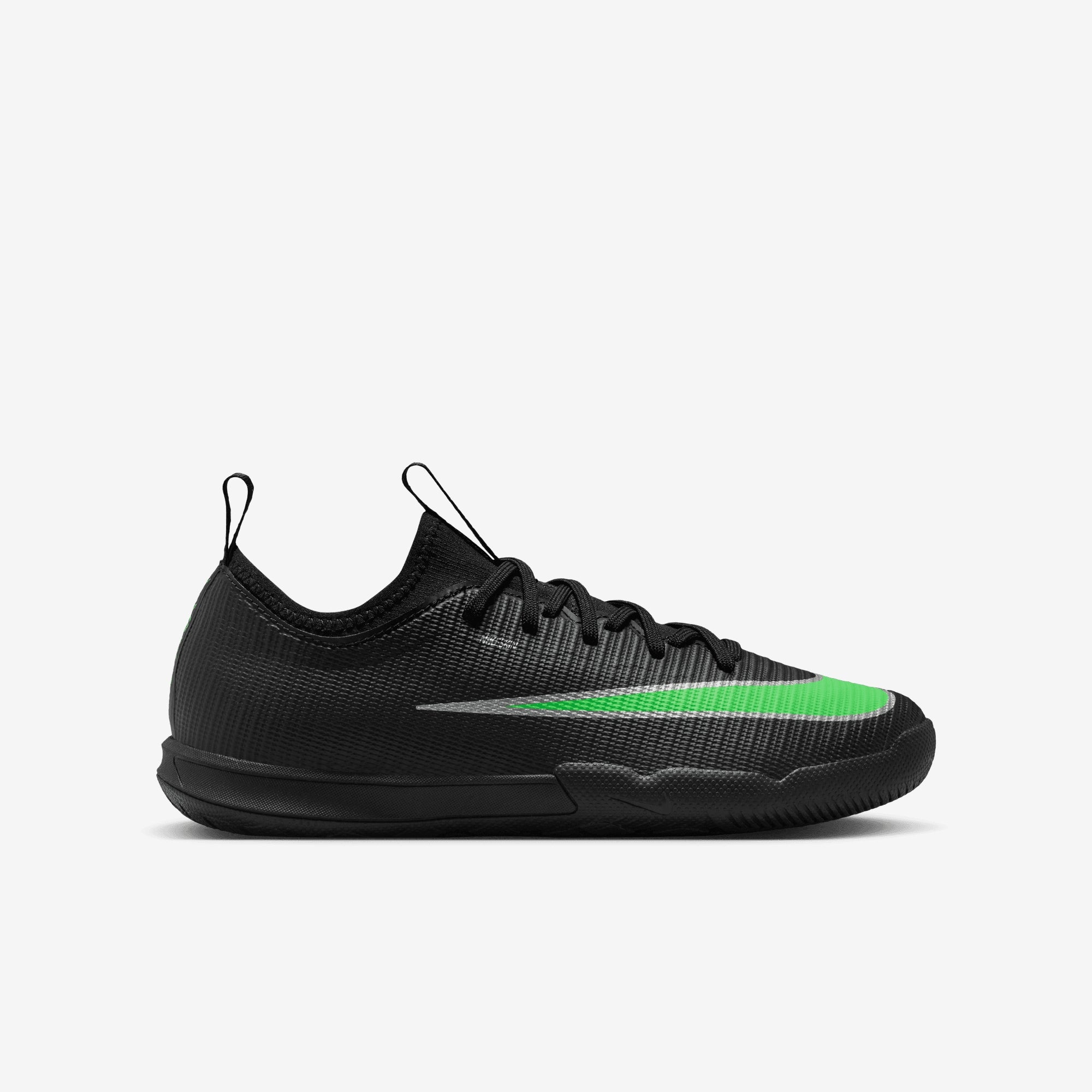 Nike Jr. Mercurial Vapor 17 Academy Big Kids' Indoor/Court Low-Top Soccer Shoes - Black/Illusion Green-Black