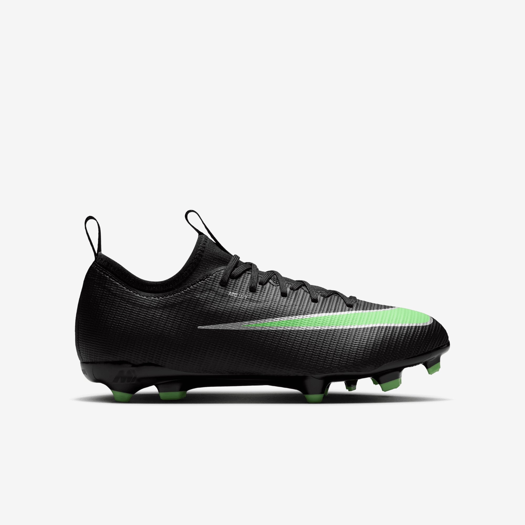 Nike Jr. Mercurial Vapor 17 Academy Big Kids' Multi-Ground Low-Top Soccer Cleats - Black/Illusion Green-Black