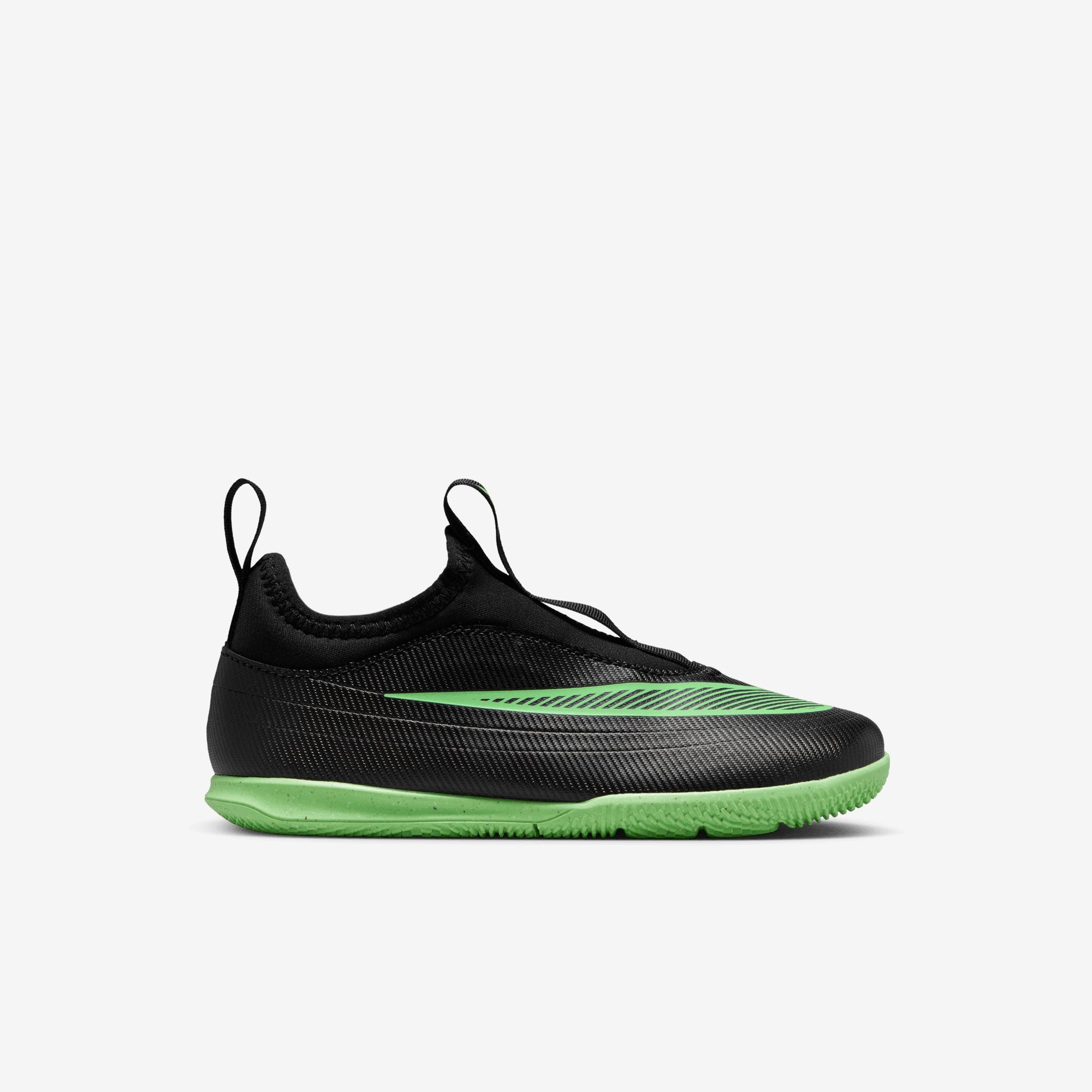 Nike Jr. Mercurial Vapor 17 Club Little Kids' Indoor/Court Low-Top Soccer Shoes - Black/Illusion Green-Black