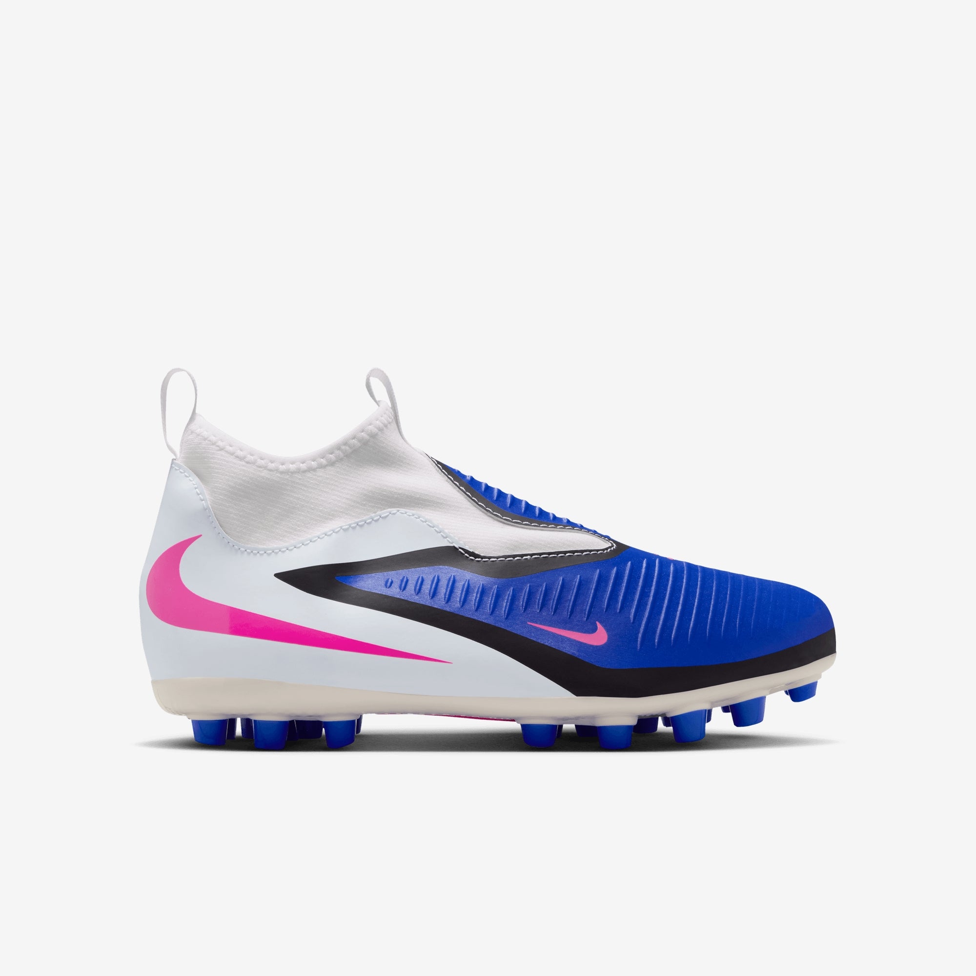 Nike Jr. Phantom 6 High Academy Big Kids' Multi-Ground Soccer Cleats - Racer Blue/Pink Blast-White