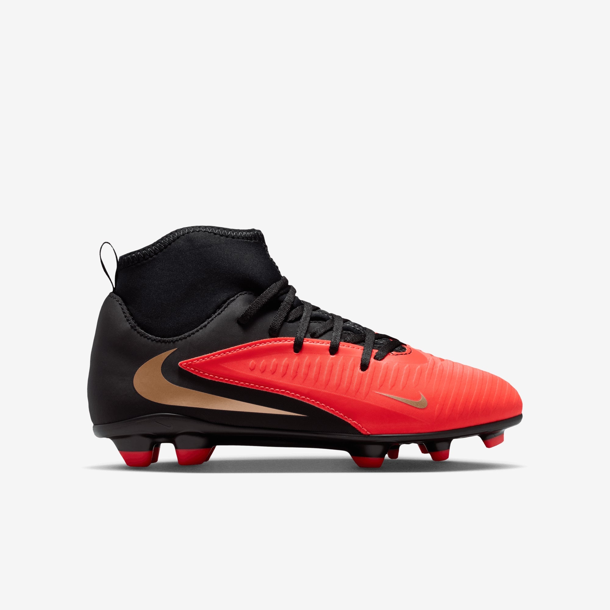 Nike Jr. Phantom 6 High Club Big Kids' Multi-Ground Soccer Cleats - Bright Crimson/Black-Bright Crimson