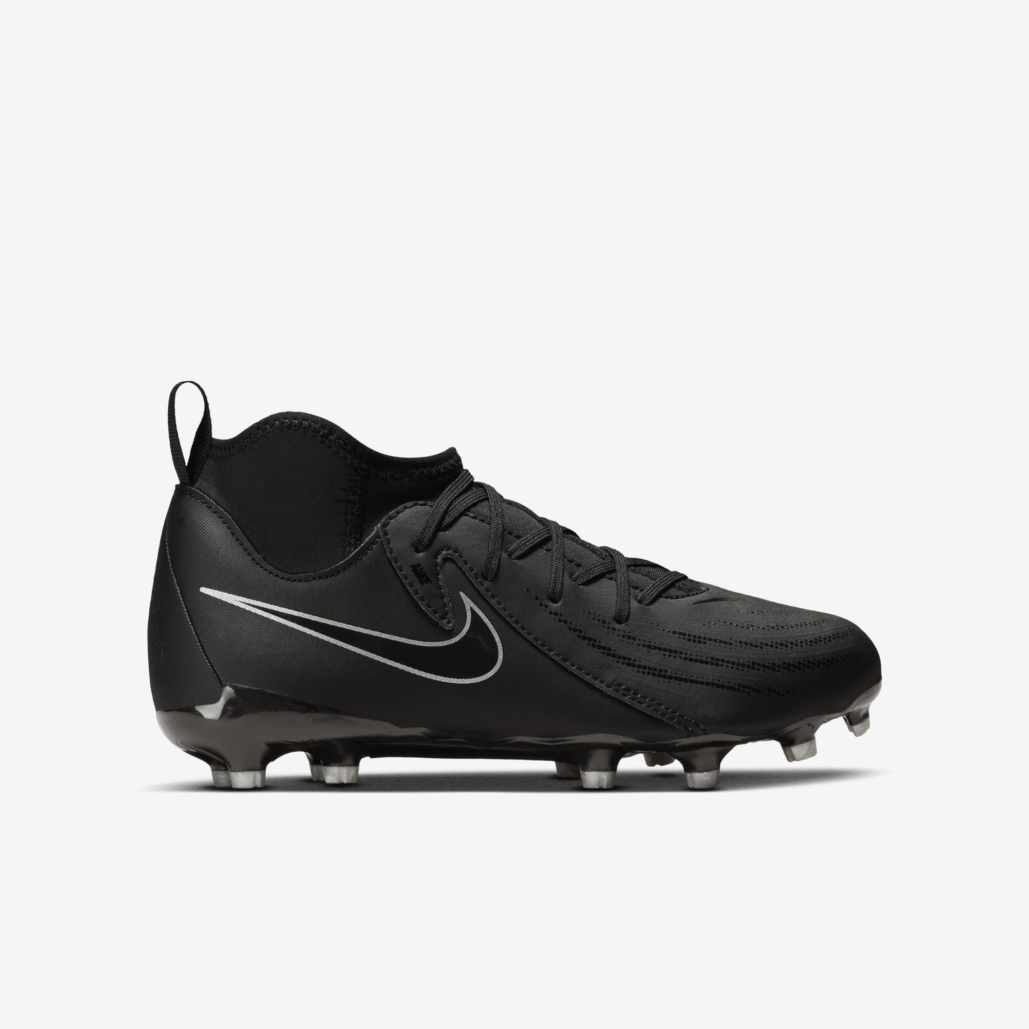 Nike Jr. Phantom Luna 2 Academy Little/Big Kids' MG High-Top Soccer Cleats - Black/Black