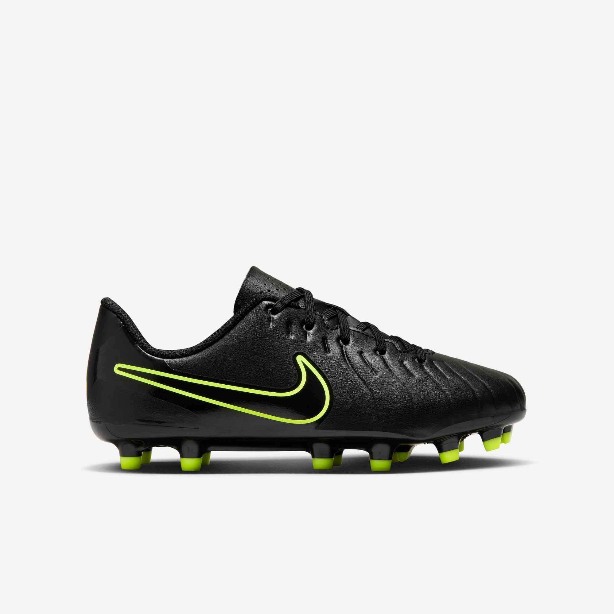 Nike Jr. Tiempo Legend 10 Club Little/Big Kids' MG Low-Top Soccer Cleats - Black/Volt