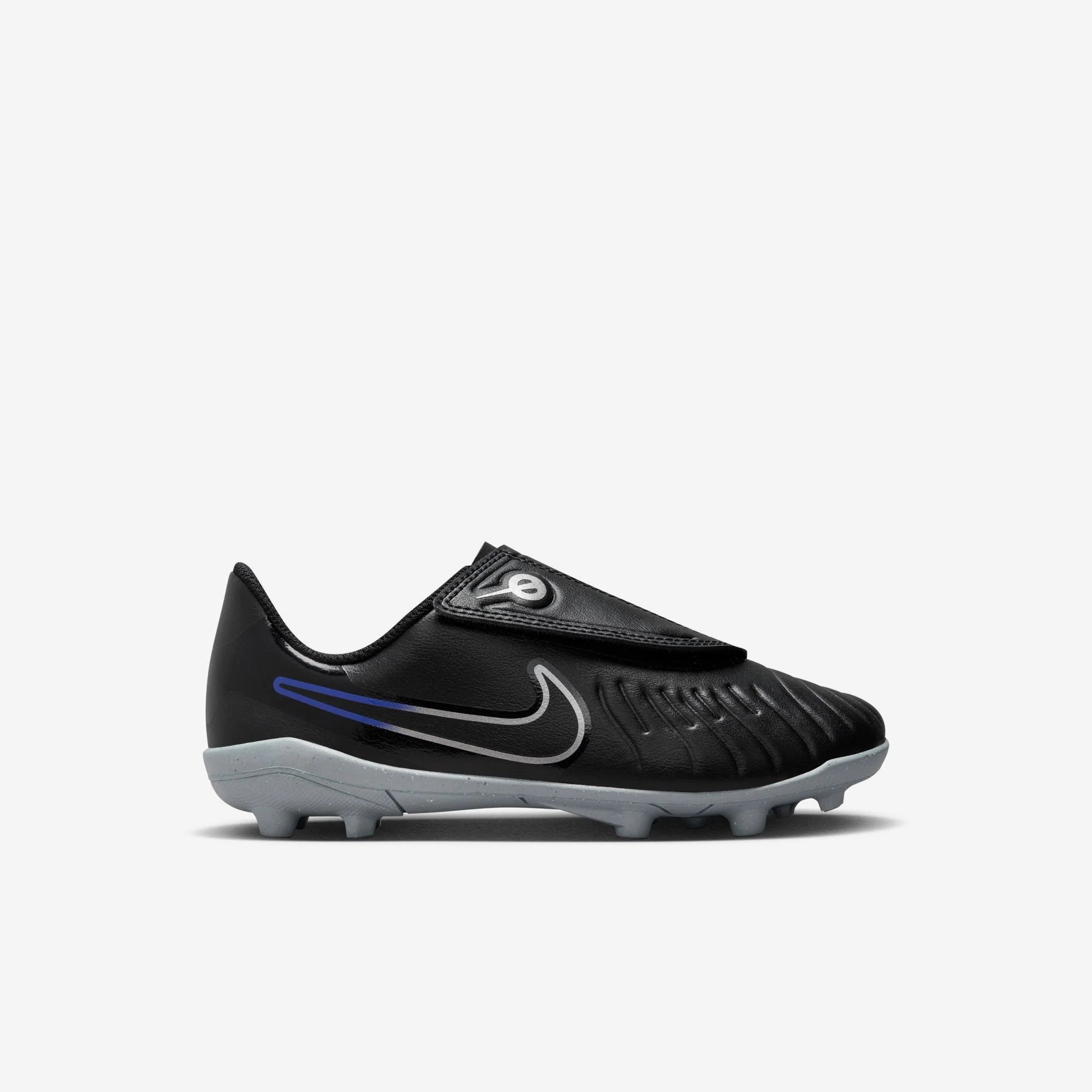 Nike Jr. Tiempo Legend 10 Club Little Kids' MG Low-Top Soccer Cleats - Black/Chrome/Hyper Royal