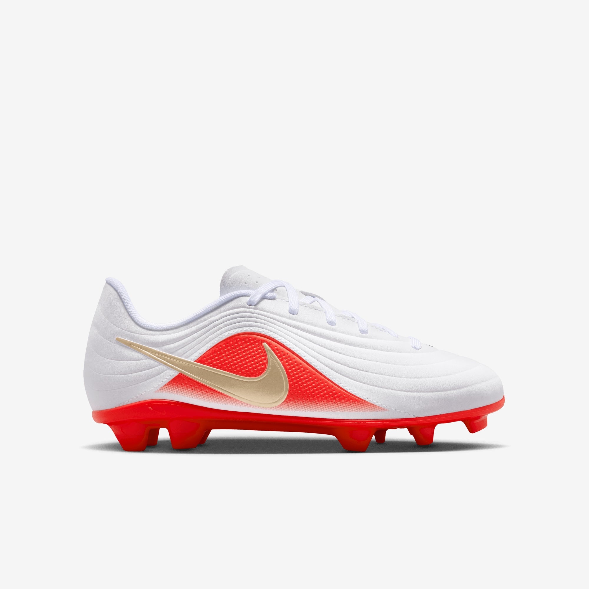 Nike Jr. Tiempo Maestro Club Big Kids' Multi-Ground Low-Top Soccer Cleats - White/Blur-Bright Crimson