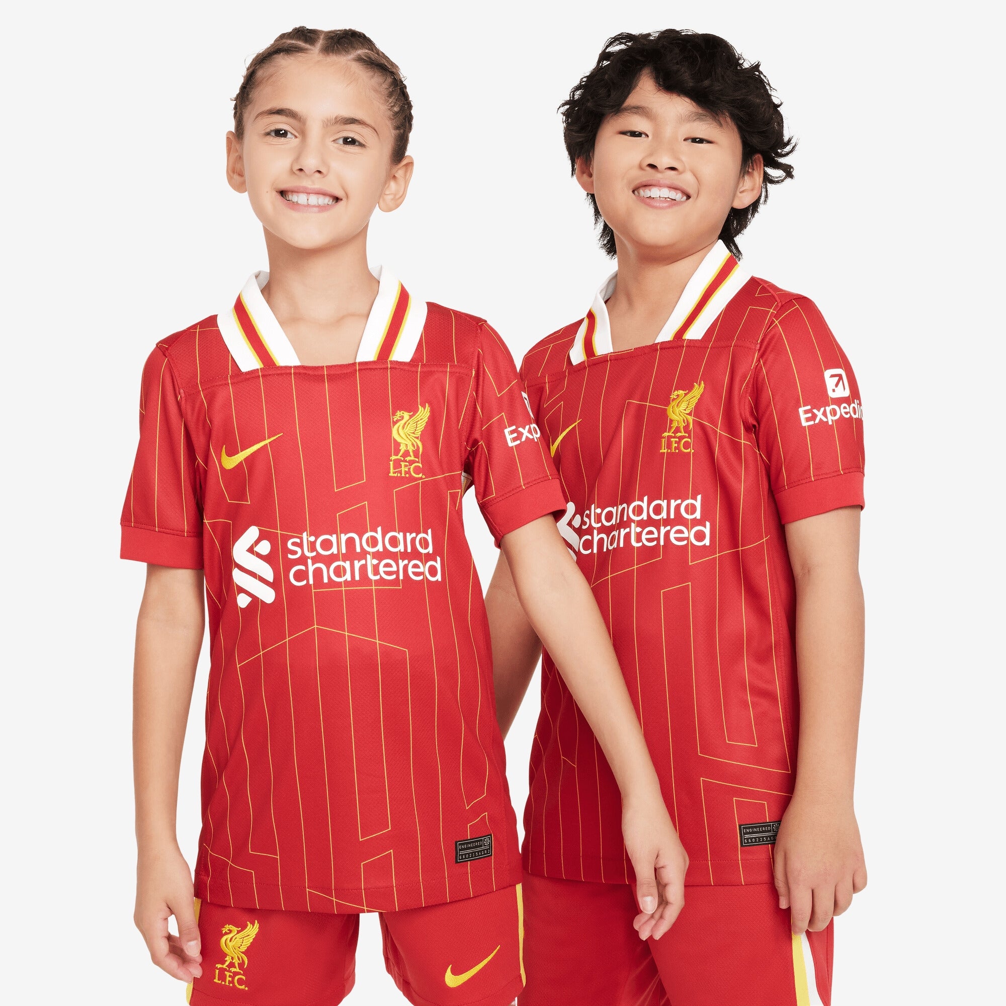 Nike Liverpool FC 2024/25 Stadium Home Big Kids' Dri-FIT Soccer Replica Jersey - Gym Red/White/Chrome Yellow