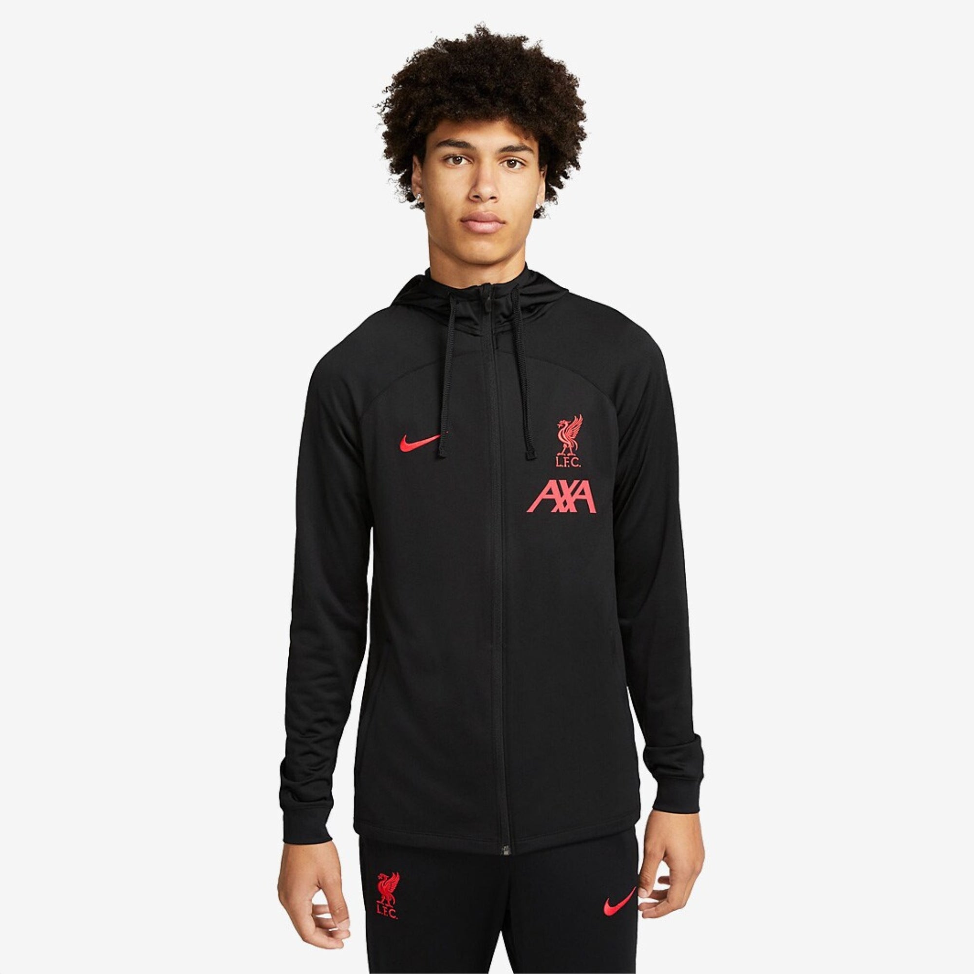 Nike Liverpool FC Strike Men's Soccer Full-Zip Hooded Jacket - Black/Siren Red/Siren Red