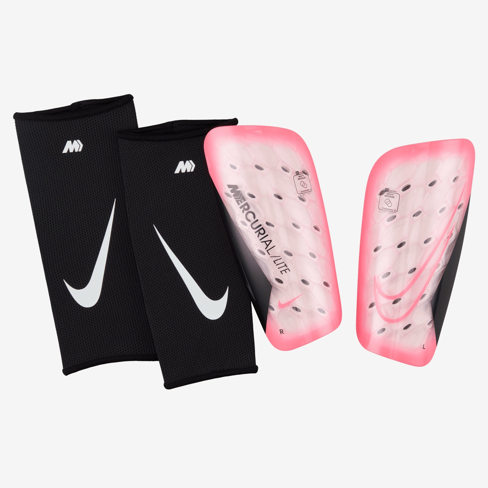 Nike Mercurial Lite Soccer Shin Guards - Sunset Pulse/Black/Sunset Pulse