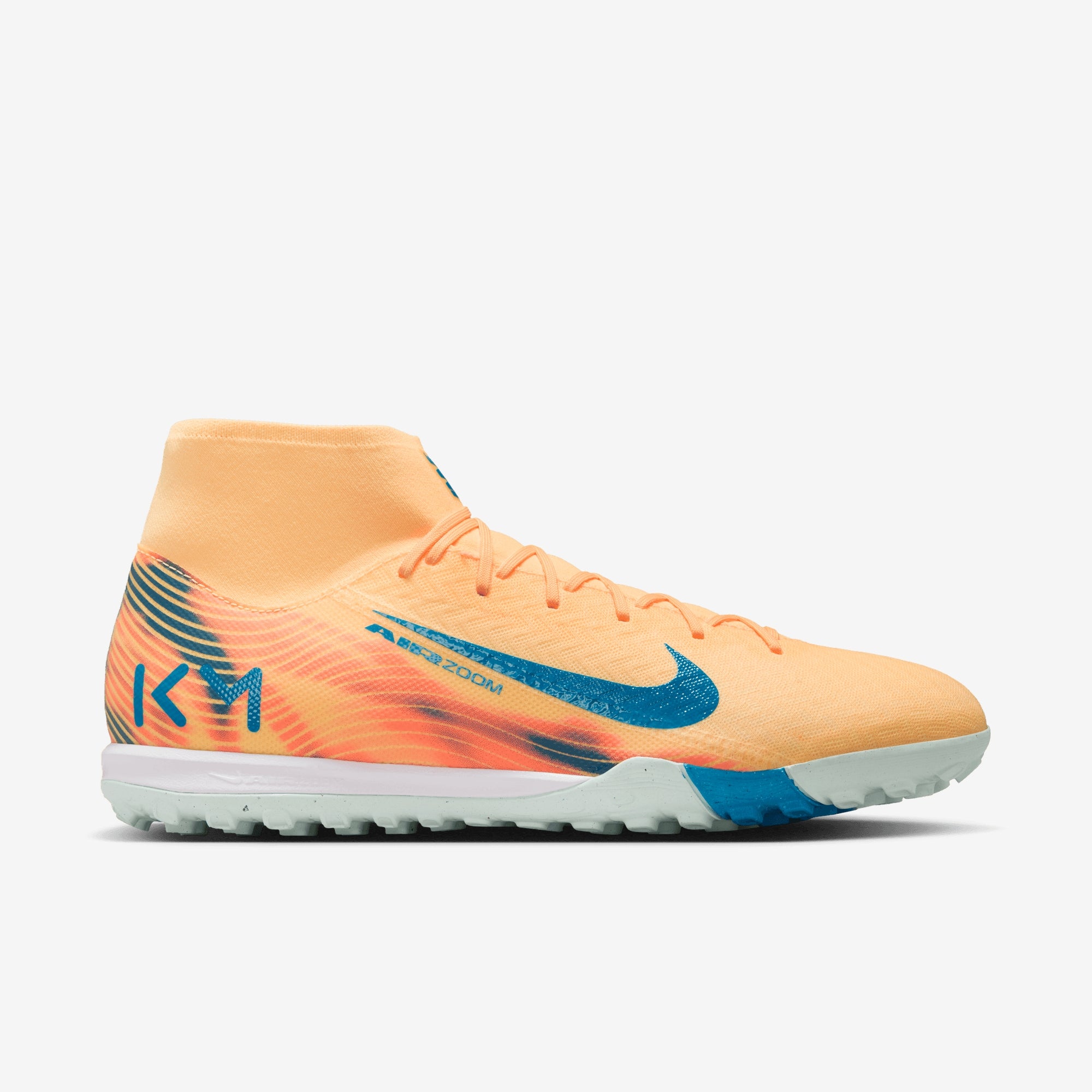 Nike Mercurial Superfly 10 Academy Kylian Mbappé Turf High-Top Soccer Shoes - Melon Tint/Neo Turq-Igloo