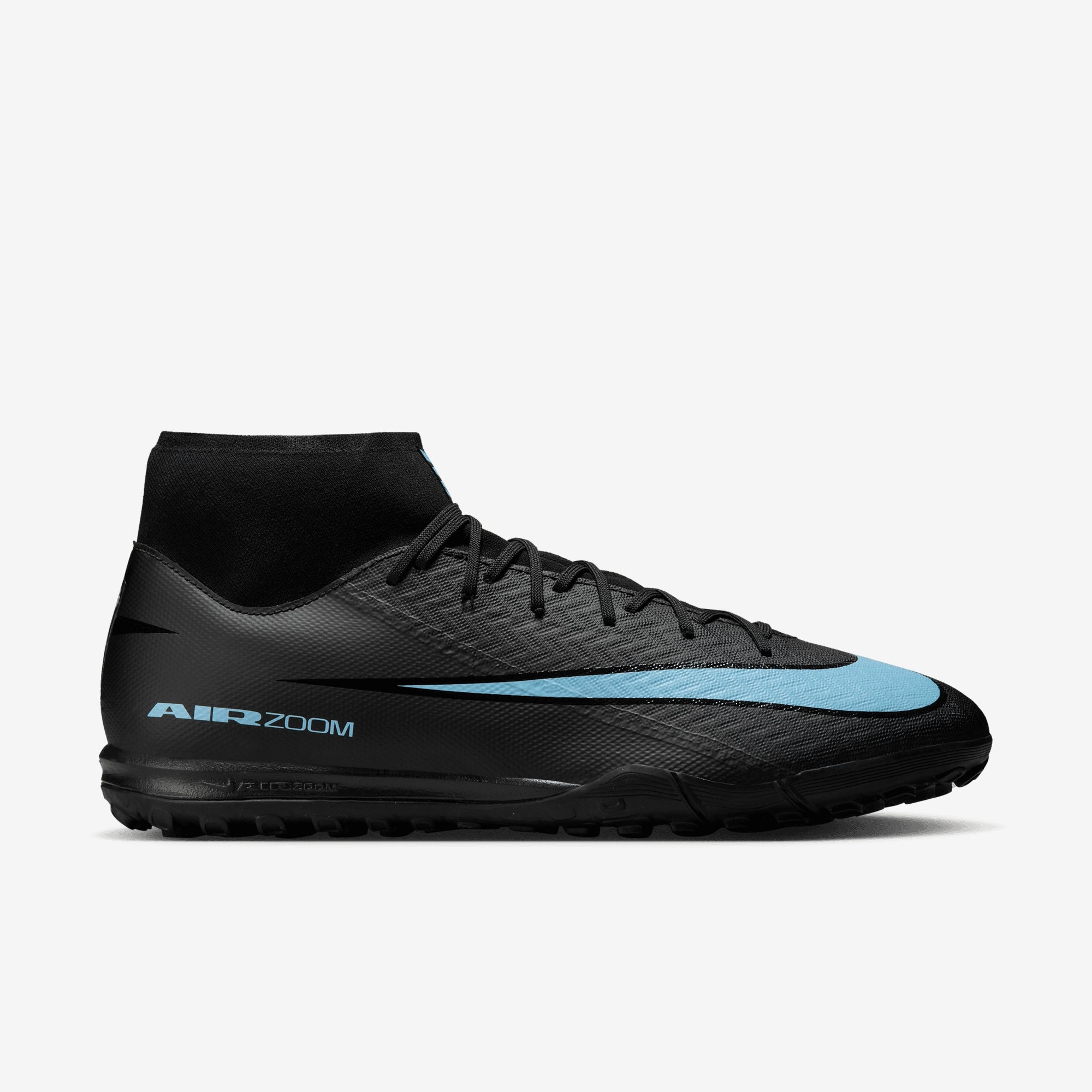 Nike Mercurial Superfly 10 Academy Turf High-Top Soccer Shoes - Black/Ice Blue