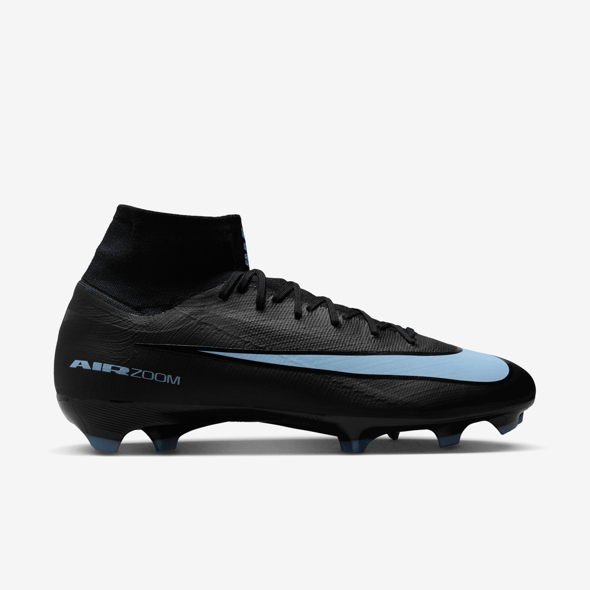 Nike Mercurial Superfly 10 Pro Firm-Ground High-Top Soccer Cleats - Black/Ice Blue