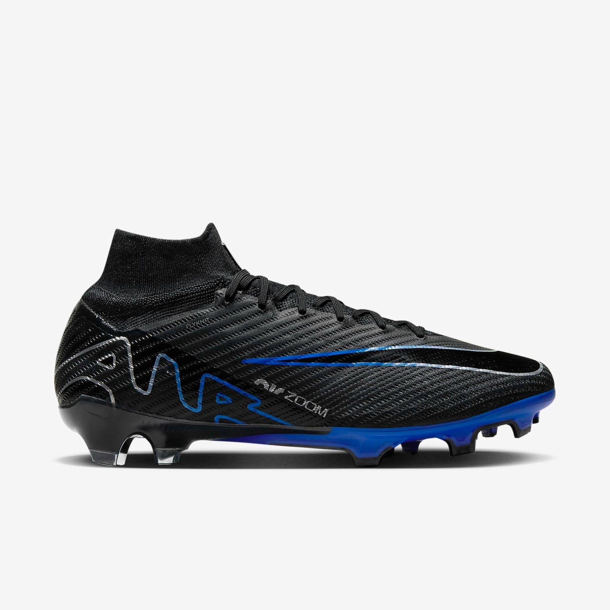 Nike Mercurial Superfly 9 Elite FG High-Top Soccer Cleats - Black/Chrome/Hyper Royal