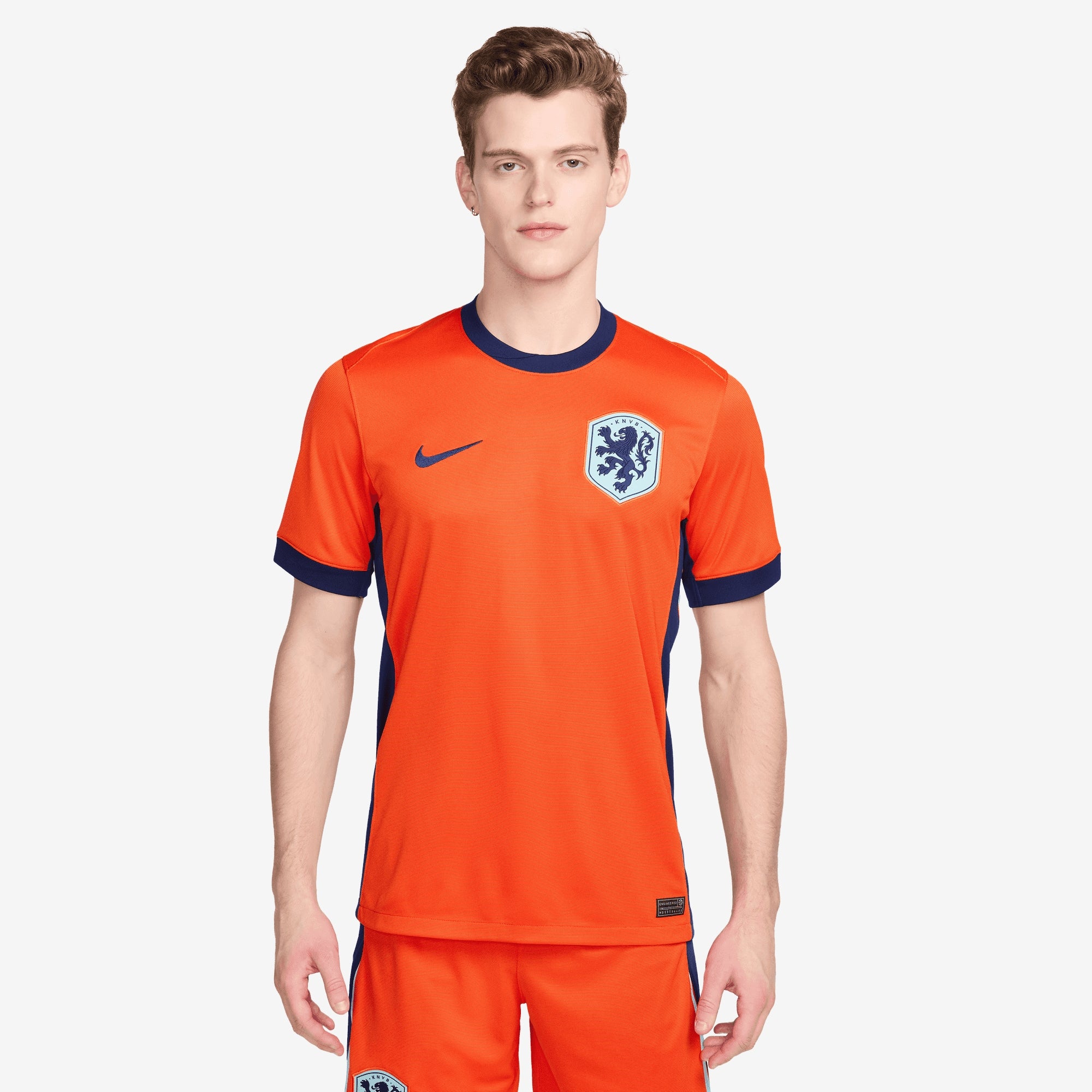 Nike Netherlands (Men's Team) 2024/25 Stadium Home Men's Dri-FIT Soccer Replica Jersey - Safety Orange/Blue Void/Copa/Blue Void