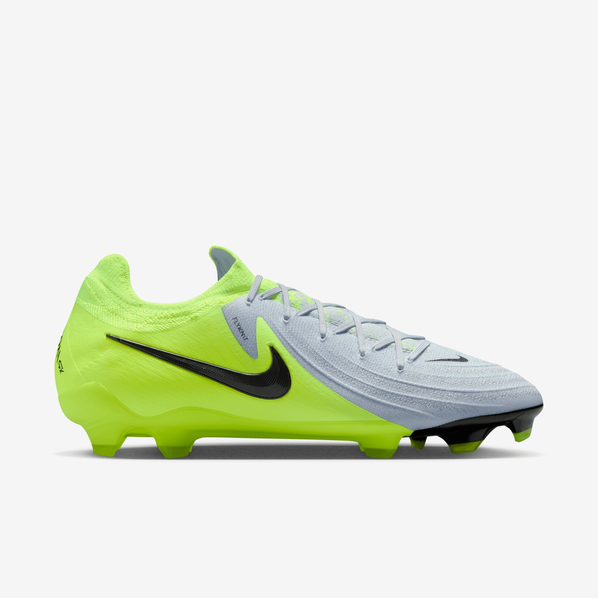 Nike Phantom GX 2 Pro FG Low-Top Soccer Cleats - Metallic Silver/Black-Volt