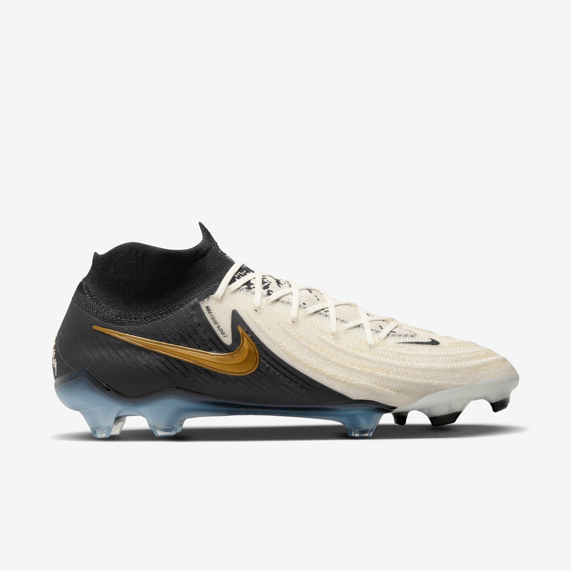 Nike Phantom Luna 2 Elite FG High-Top Soccer Cleats - White/Black-Mtlc Gold Coin