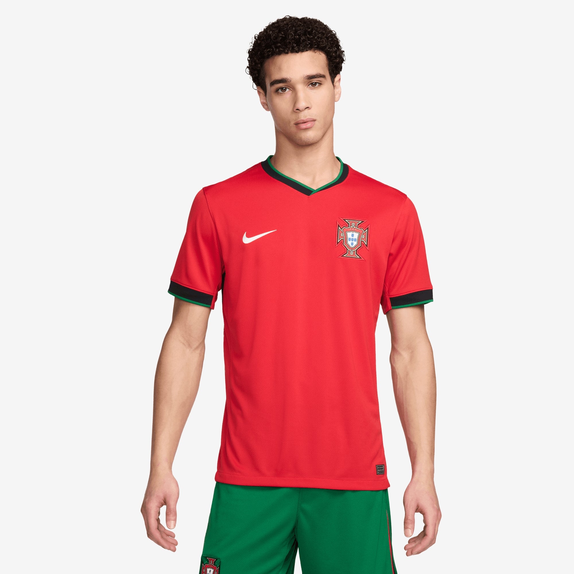 Nike Portugal (Men's Team) 2024/25 Stadium Home Men's Dri-FIT Soccer Replica Jersey - University Red/Pine Green/Sail