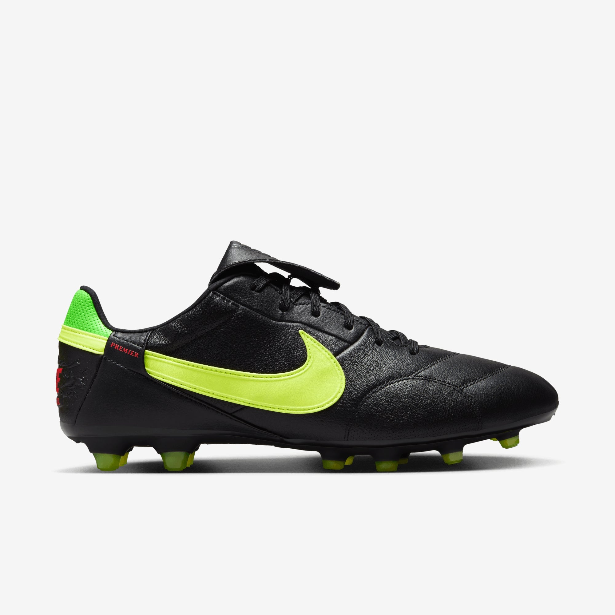 Nike Premier 3 FG Low-Top Soccer Cleats - Black/Volt-Green Strike-Bright Crimson