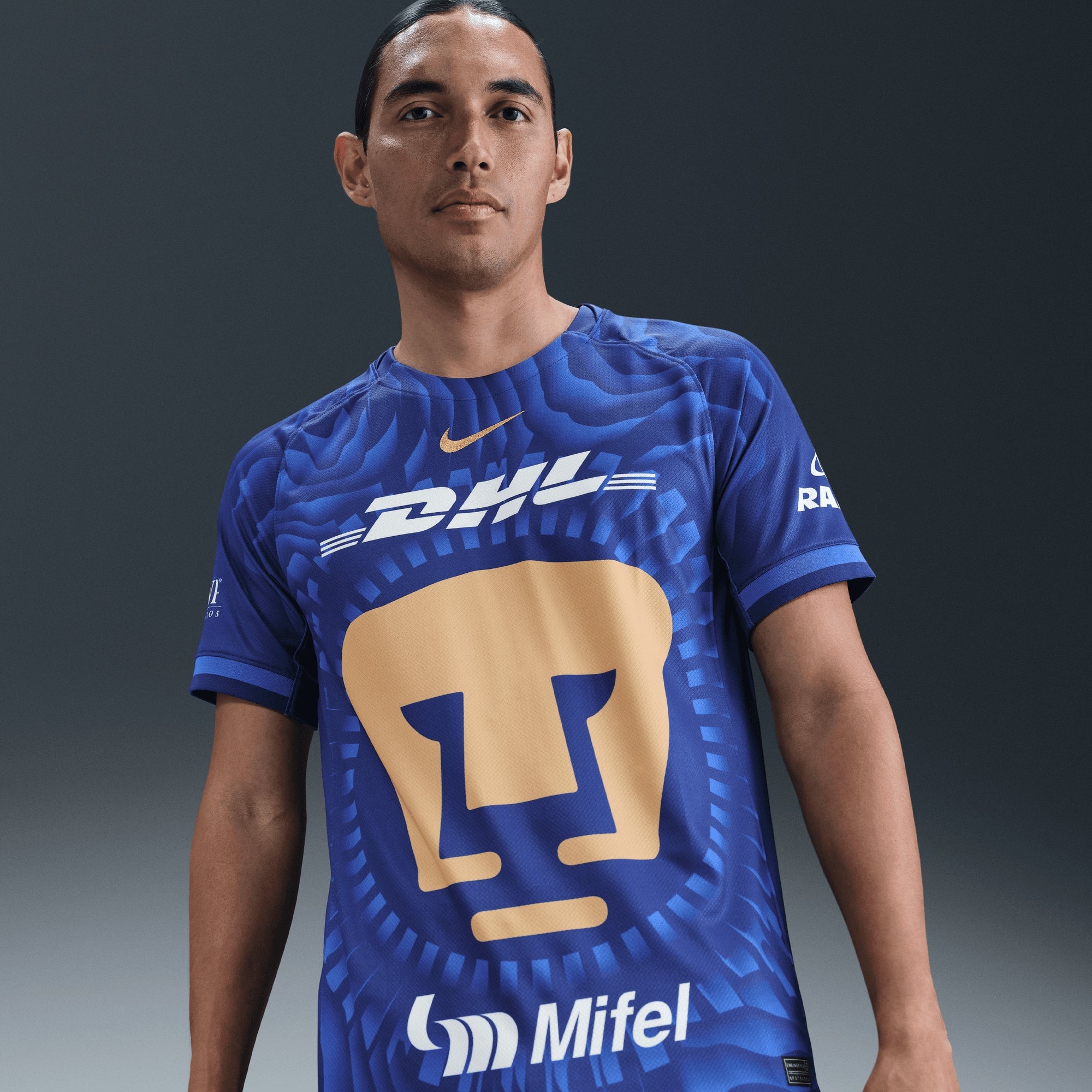 Nike Pumas UNAM 2025/26 Stadium Away Men's Dri-FIT Soccer Replica Jersey - Deep Royal Blue/Club Gold