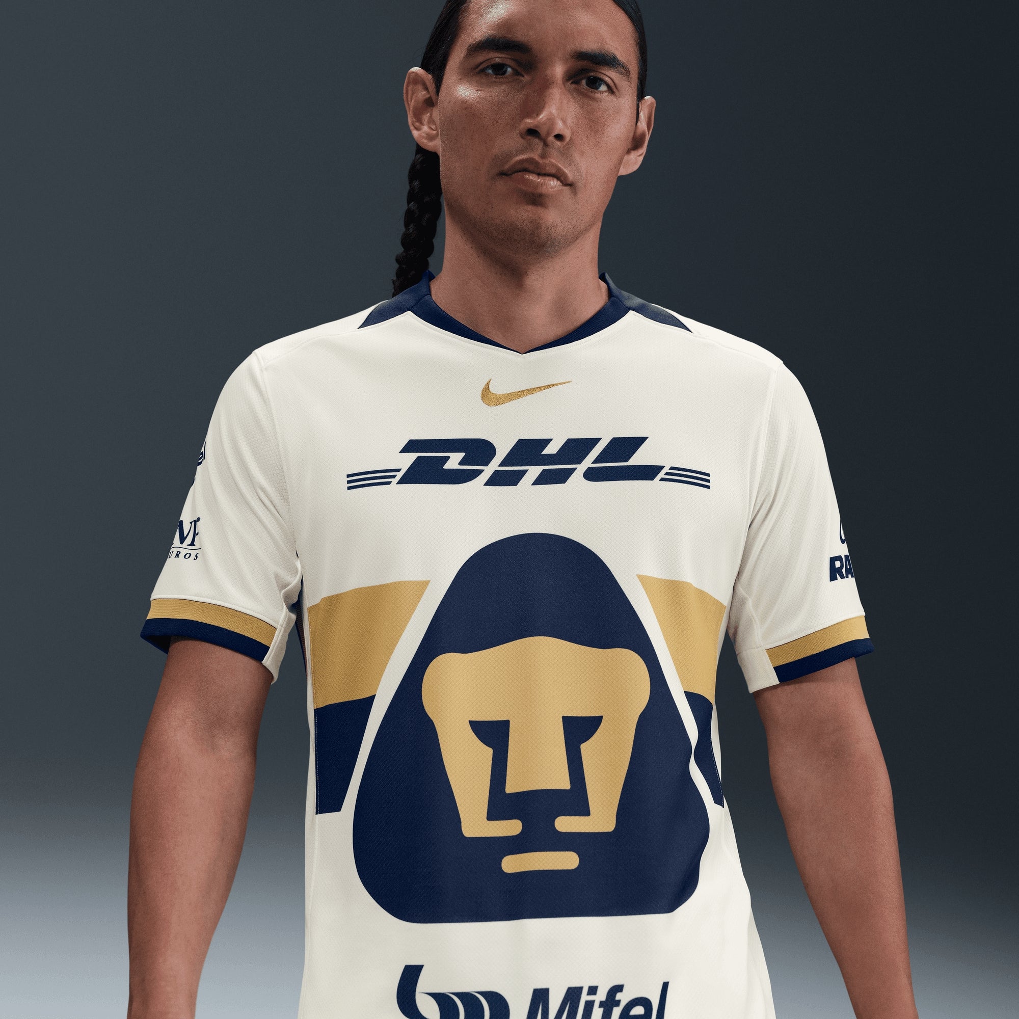 Nike Pumas UNAM 2025/26 Stadium Home Men's Dri-FIT Soccer Replica Jersey - Sail/Club Gold