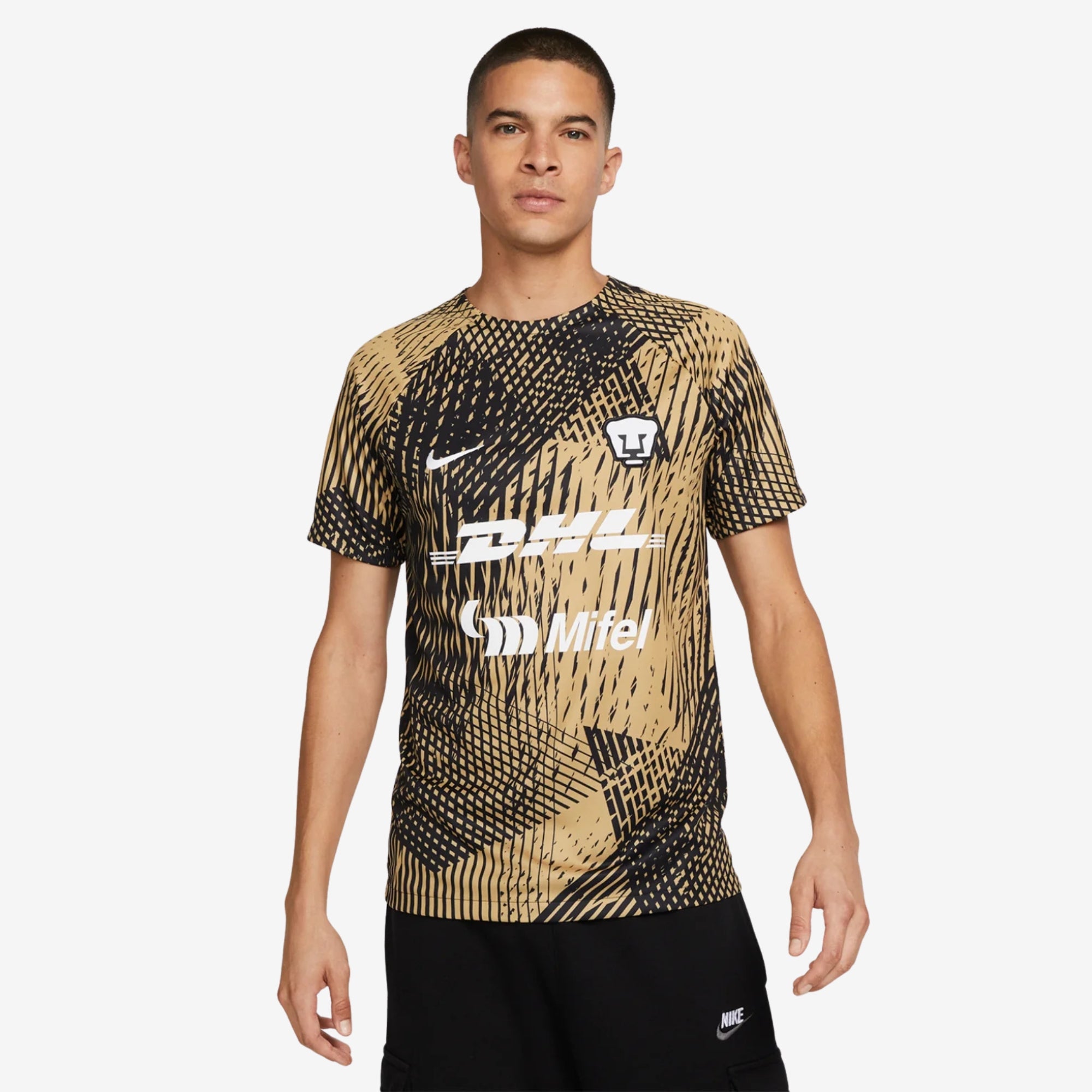 Nike Pumas UNAM Pre-Match Men's Soccer Jersey - Black/Truly Gold/White