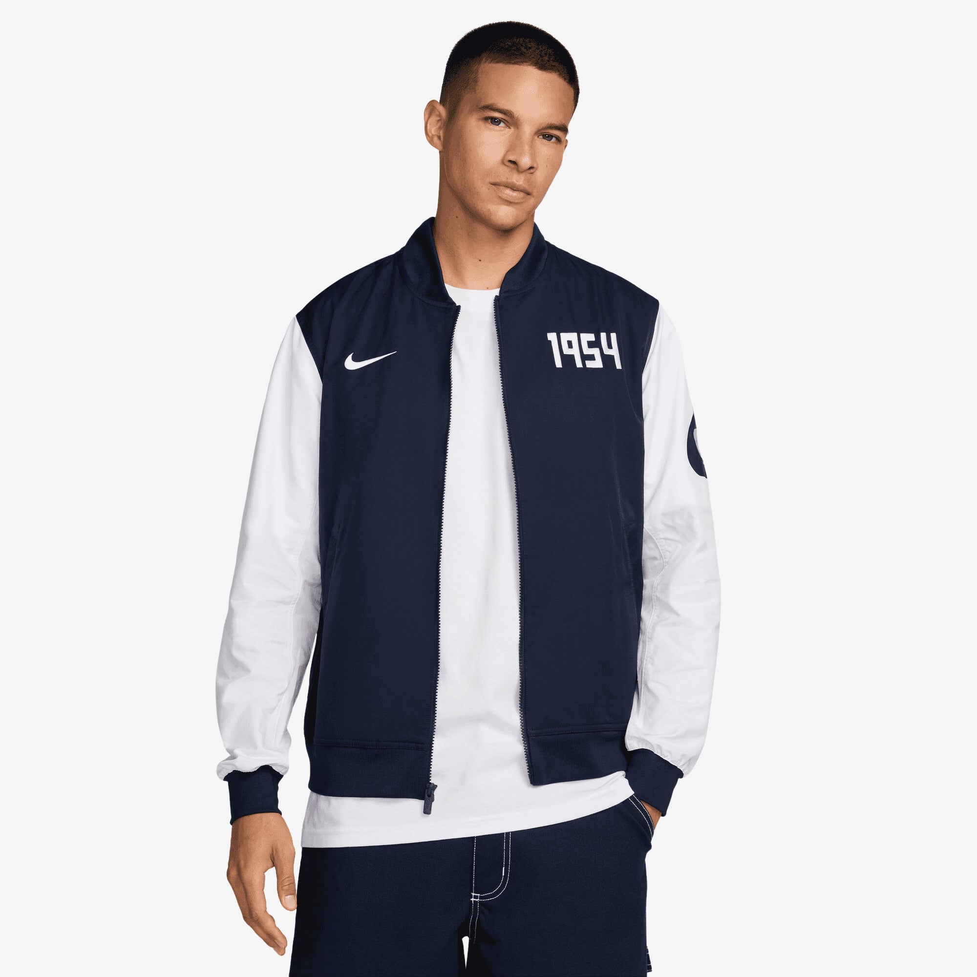 Nike Pumas UNAM Sport Essentials Men's Soccer Woven Unlined Bomber Jacket - Obsidian/White/White