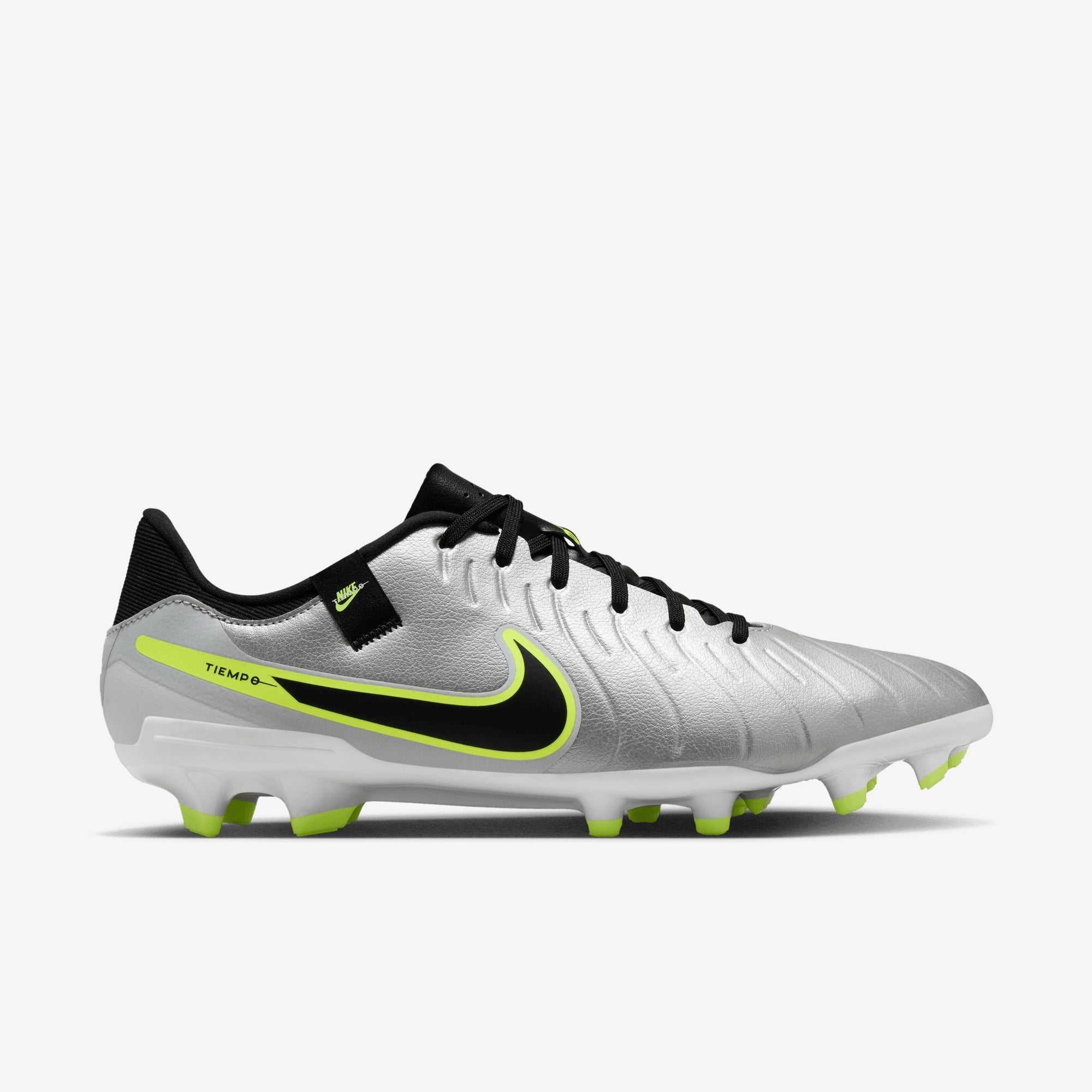 Nike Tiempo Legend 10 Academy Multi-Ground Low-Top Soccer Cleats - Metallic Silver/Black-Volt