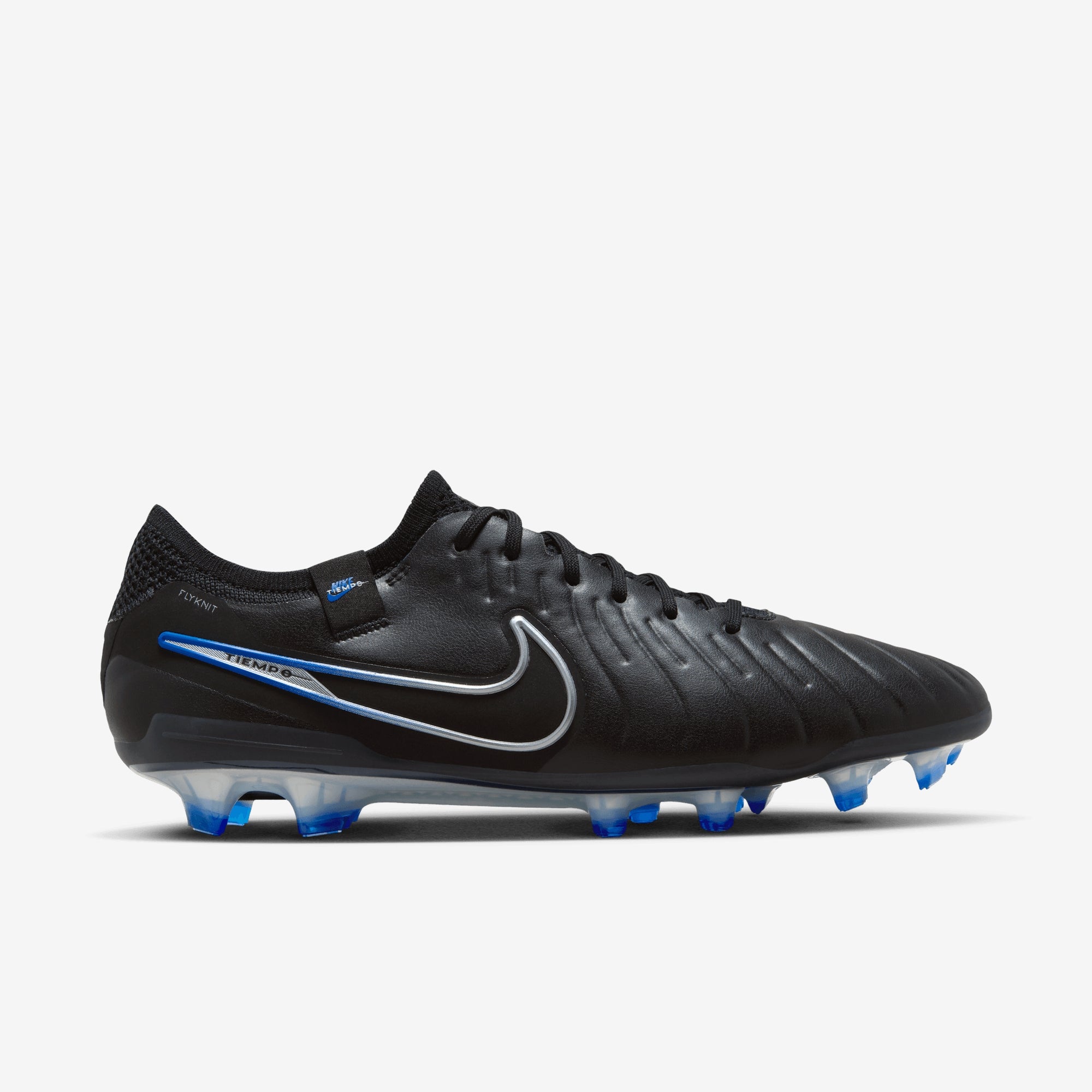 Nike Tiempo Legend 10 Elite FG Low-Top Soccer Cleats - Black/Chrome-Hyper Royal