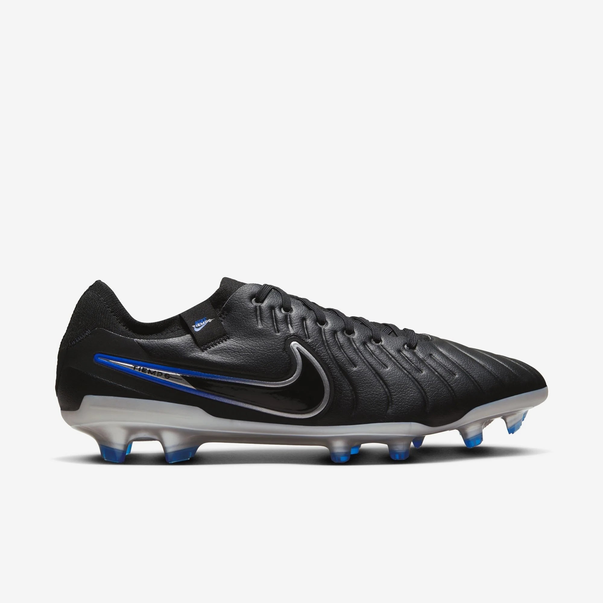 Nike Tiempo Legend 10 Pro FG Low-Top Soccer Cleats - Black/Chrome/Hyper Royal