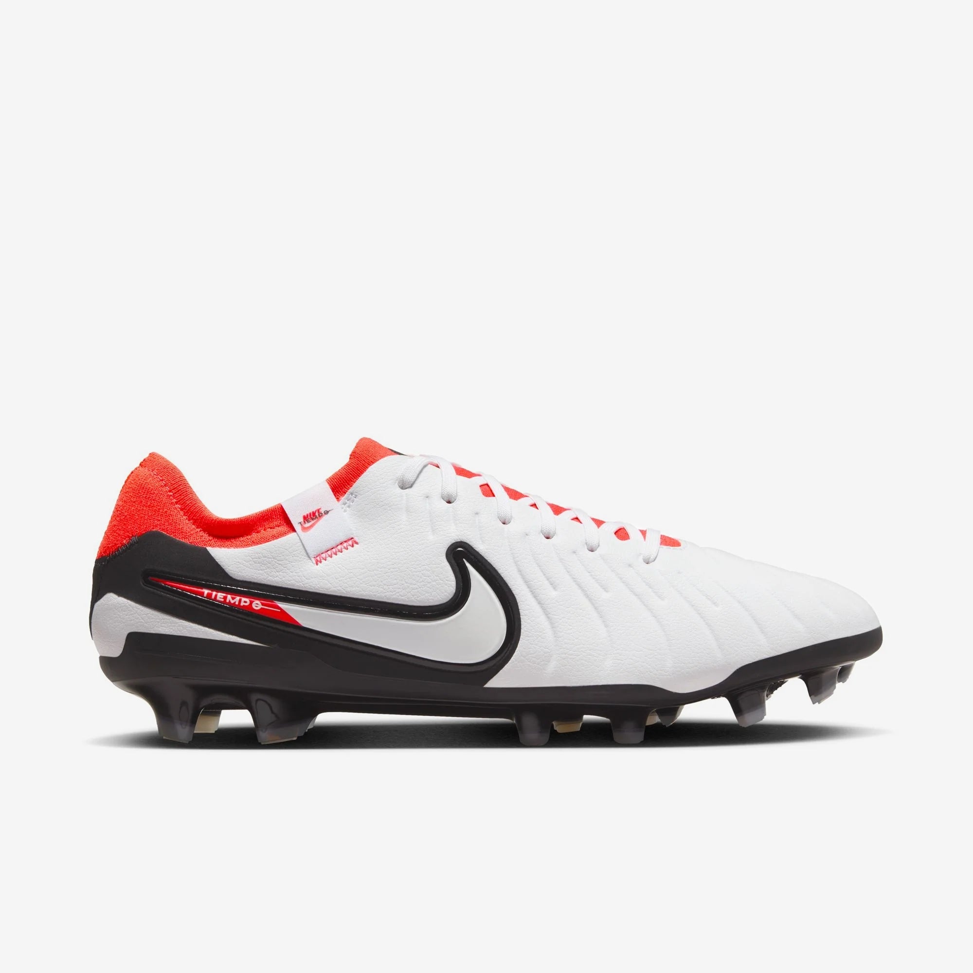 Nike Tiempo Legend 10 Pro FG Low-Top Soccer Cleats - White/Bright Crimson/Black