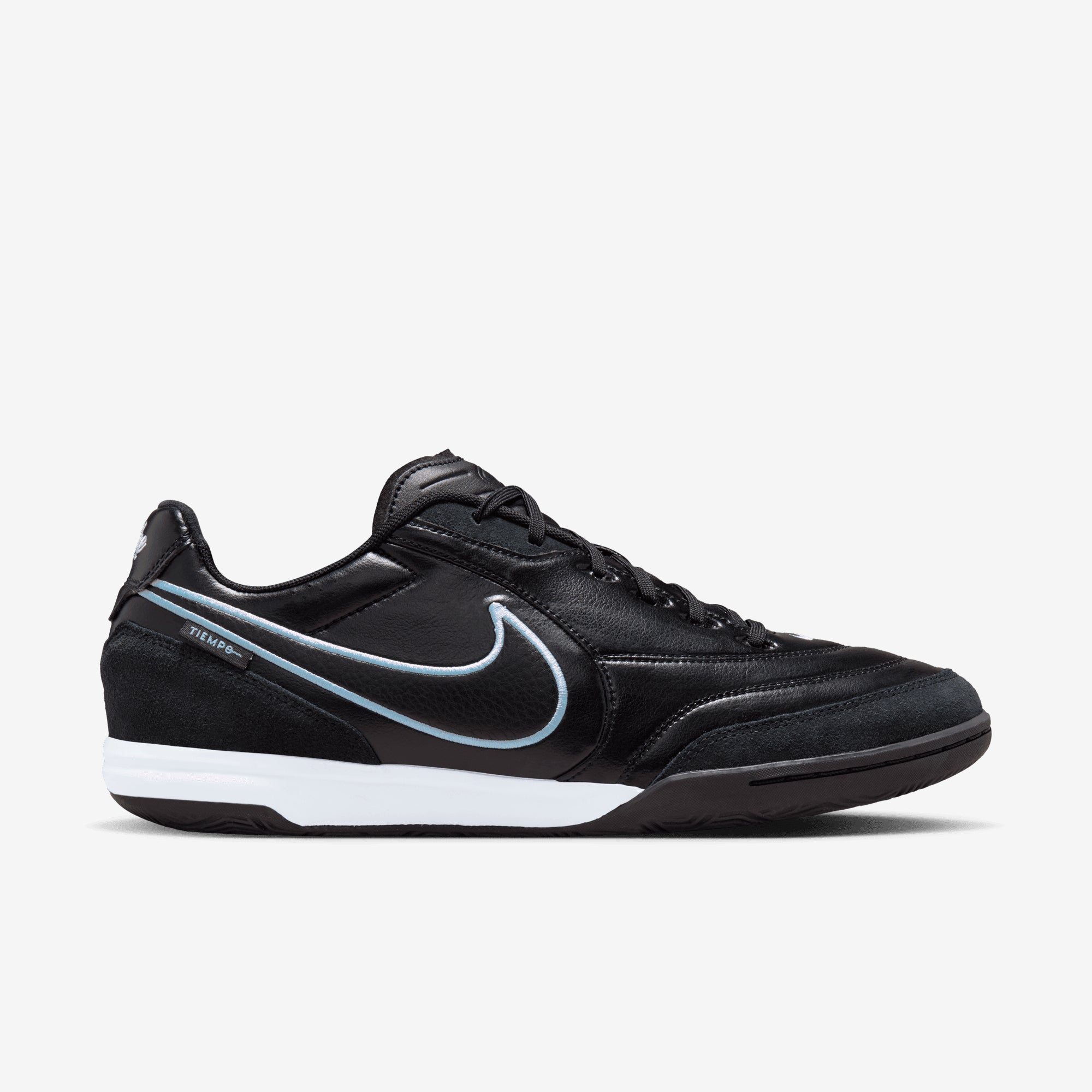Nike Tiempo Streetgato Indoor/Court Low-Top Soccer Shoes - Black/Obsidian-Ice Blue