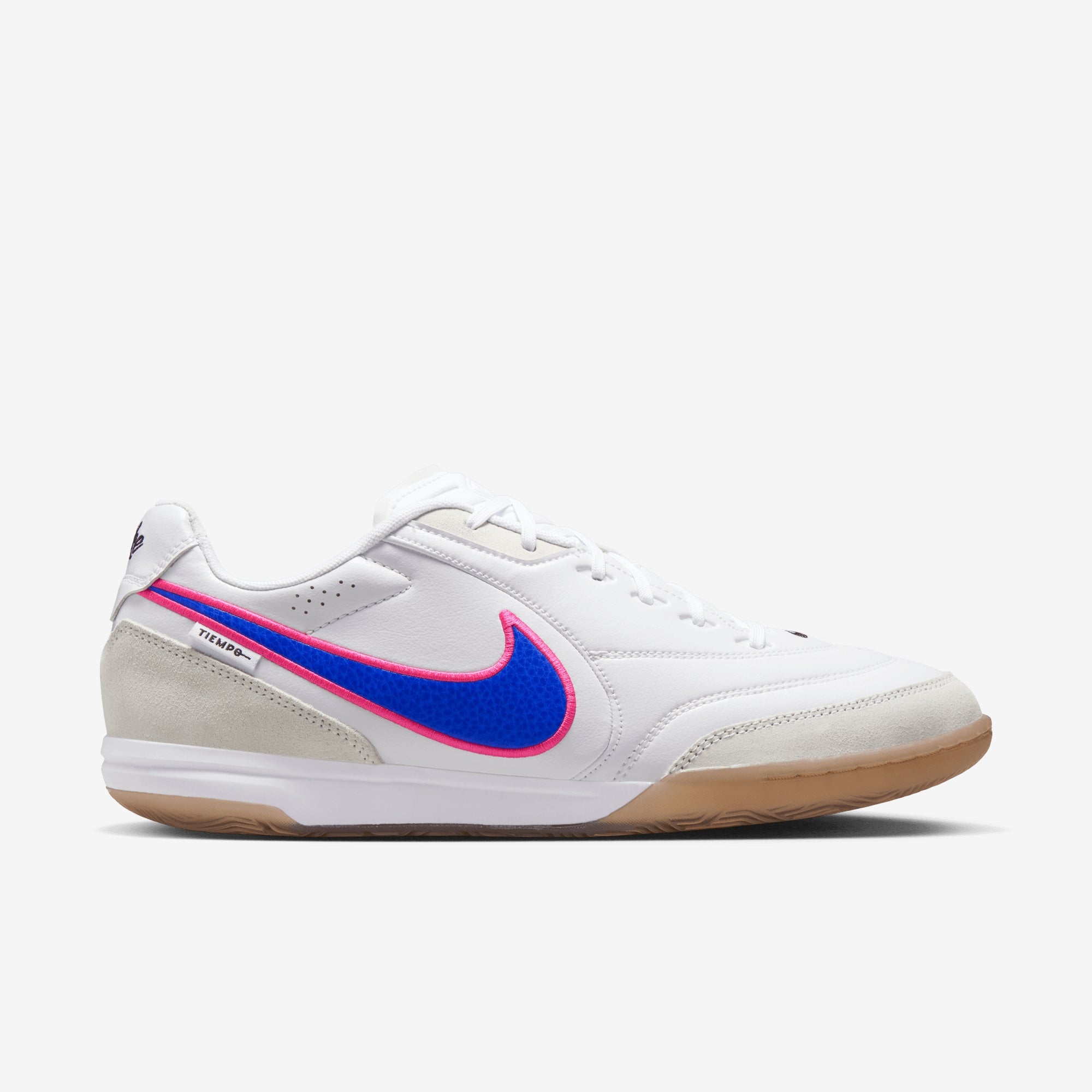 Nike Tiempo Streetgato Indoor/Court Low-Top Soccer Shoes - White/Racer Blue-Pink Blast