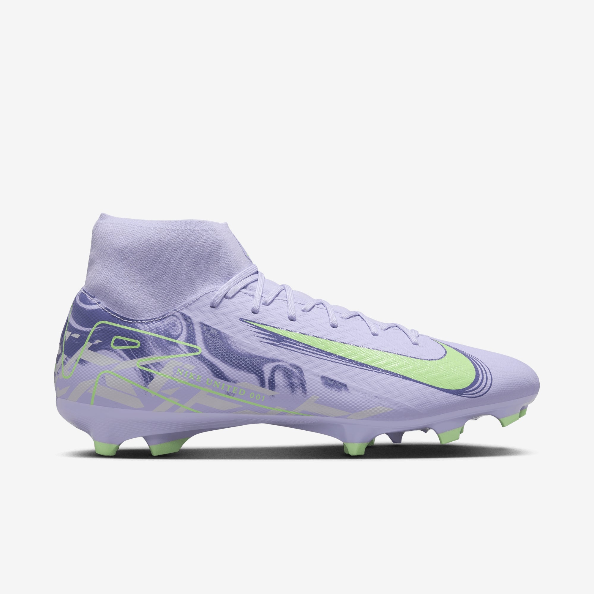 Nike United Mercurial Superfly 10 Academy MG High-Top Soccer Cleats - Purple Agate/Barely Volt