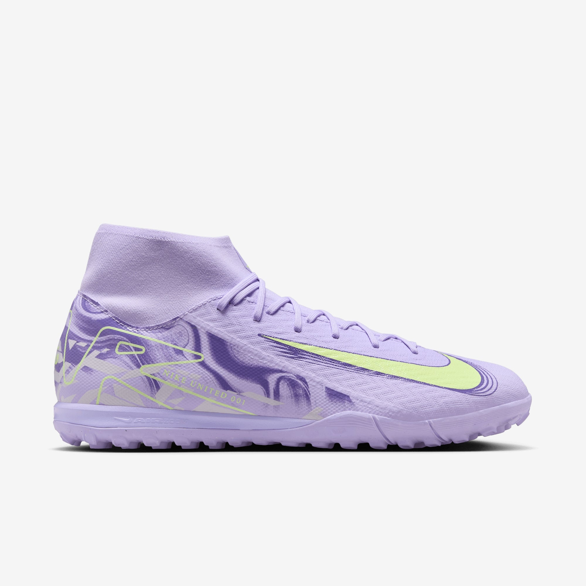 Nike United Mercurial Superfly 10 Academy TF High-Top Soccer Shoes - Purple Agate/Barely Volt