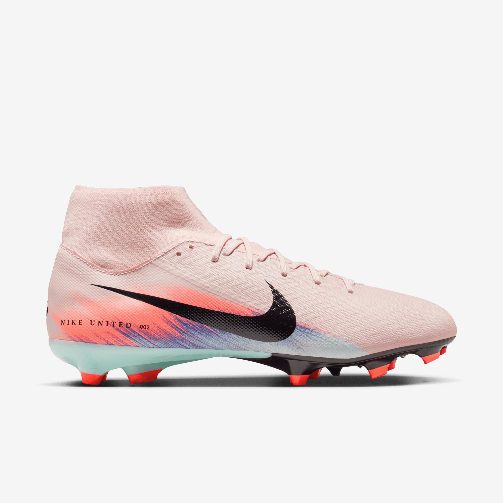 Nike United Mercurial Superfly 10 Academy Multi-Ground High-Top Soccer Cleats - Silt Red/Racer Blue