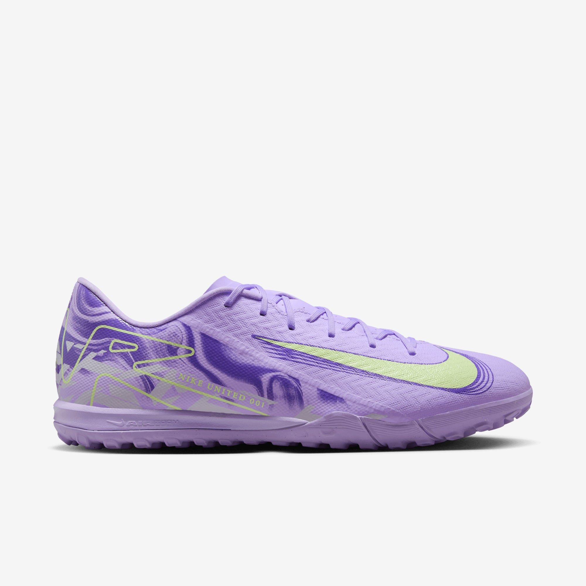 Nike United Mercurial Vapor 16 Academy TF Low-Top Soccer Shoes - Purple Agate/Barely Volt