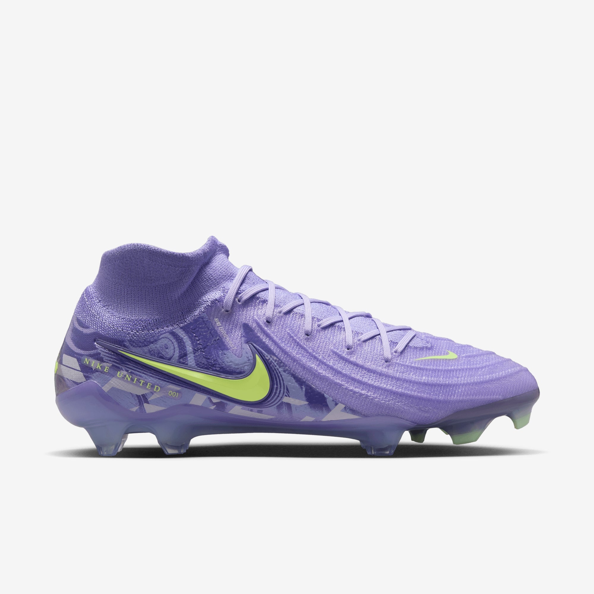 Nike United Phantom Luna 2 Elite FG High-Top Soccer Cleats - Purple Agate/Barely Volt